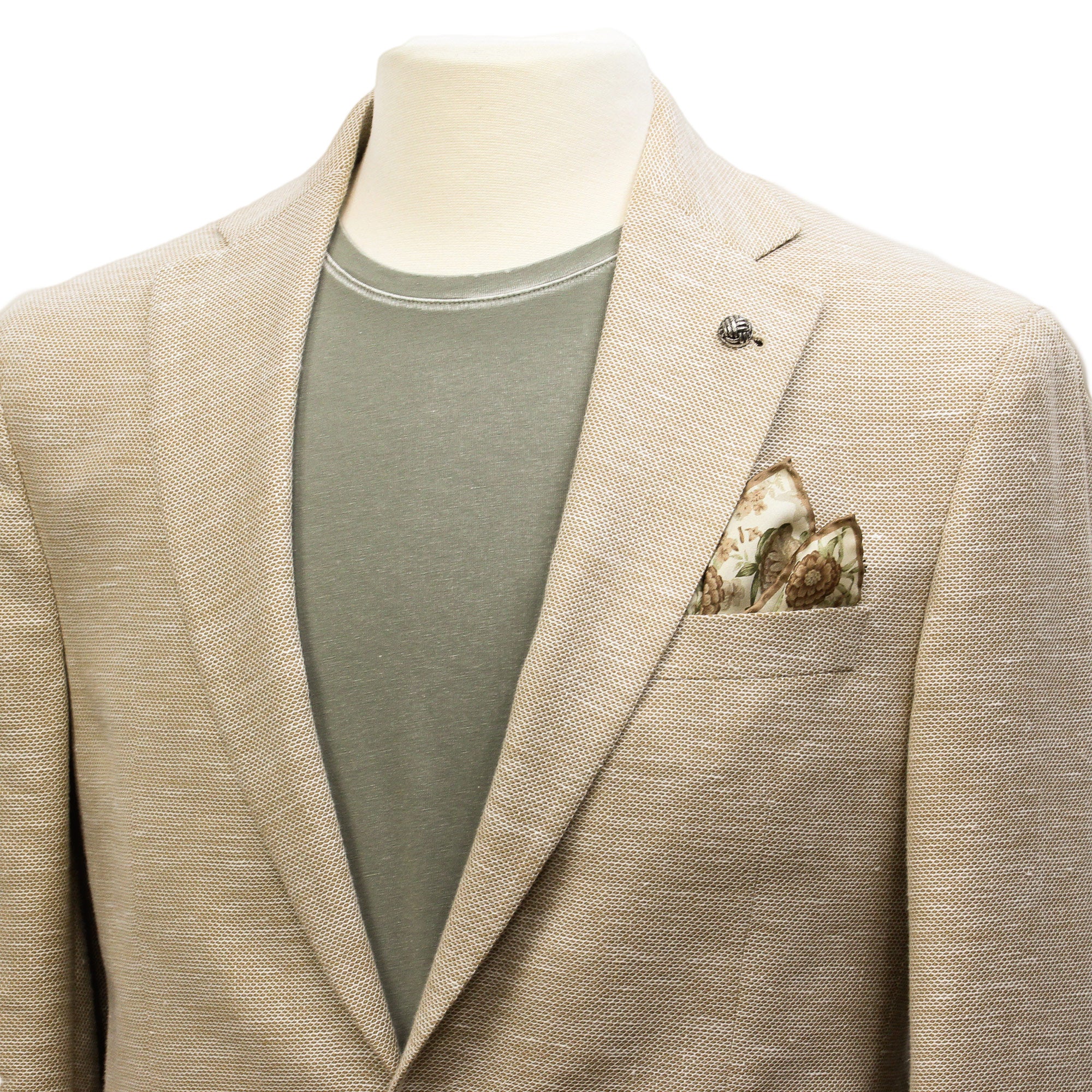 Sand Honeycomb Hampton Contemporary Fit Wool-Linen Sport Jacket - Jack Victor - Image 2