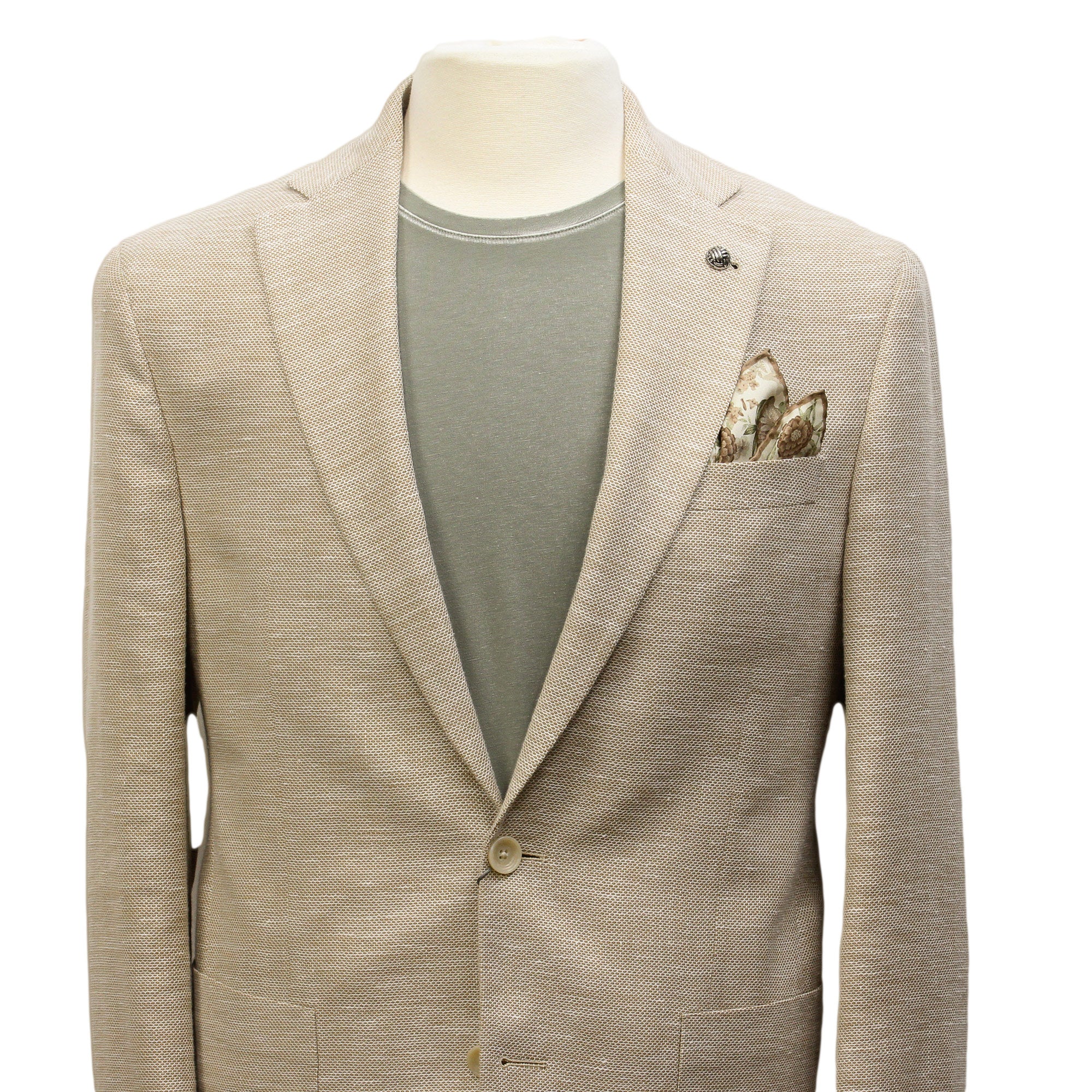 Sand Honeycomb Hampton Contemporary Fit Wool-Linen Sport Jacket - Jack Victor - Image 3