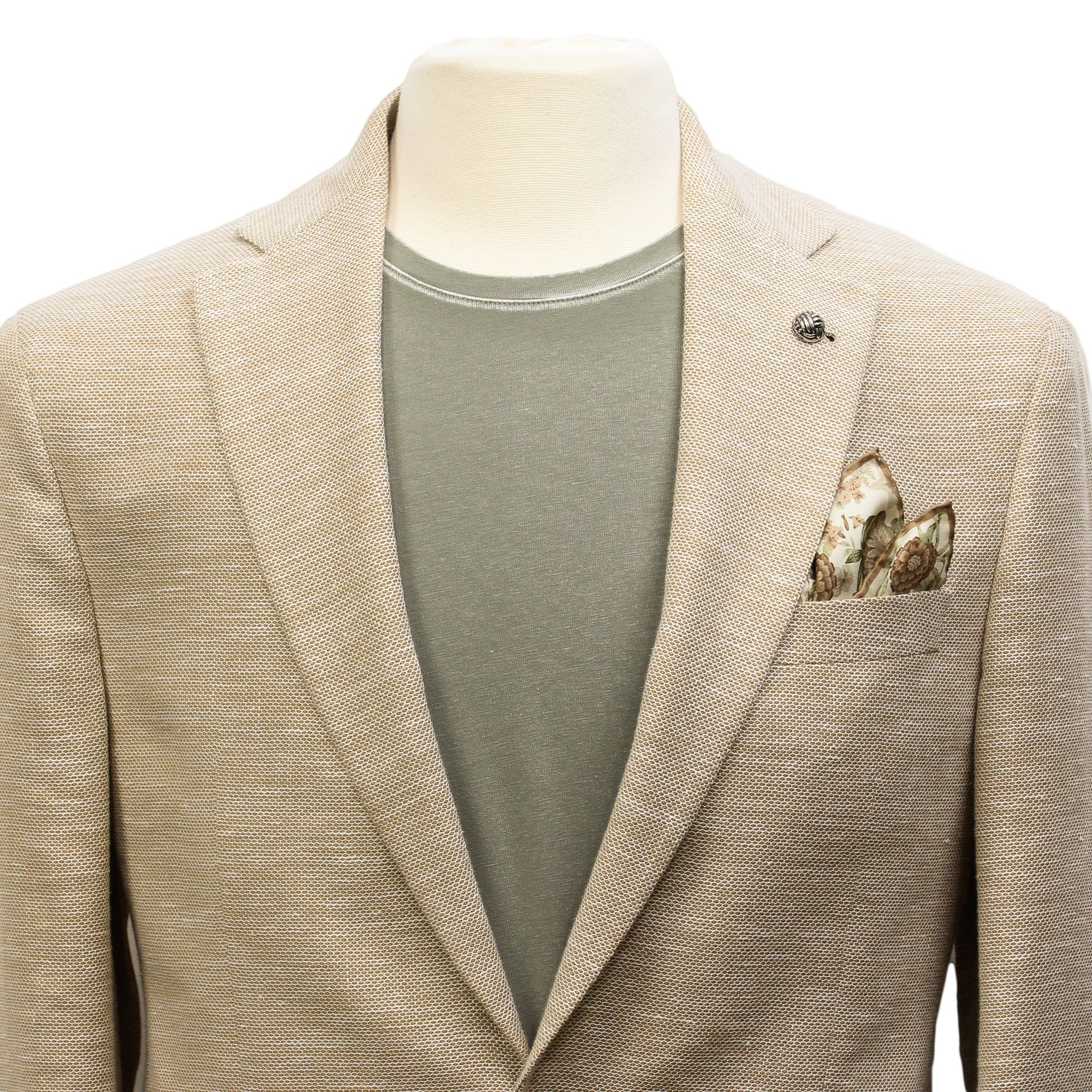 Sand Honeycomb Hampton Contemporary Fit Wool-Linen Sport Jacket - Jack Victor - Image 4