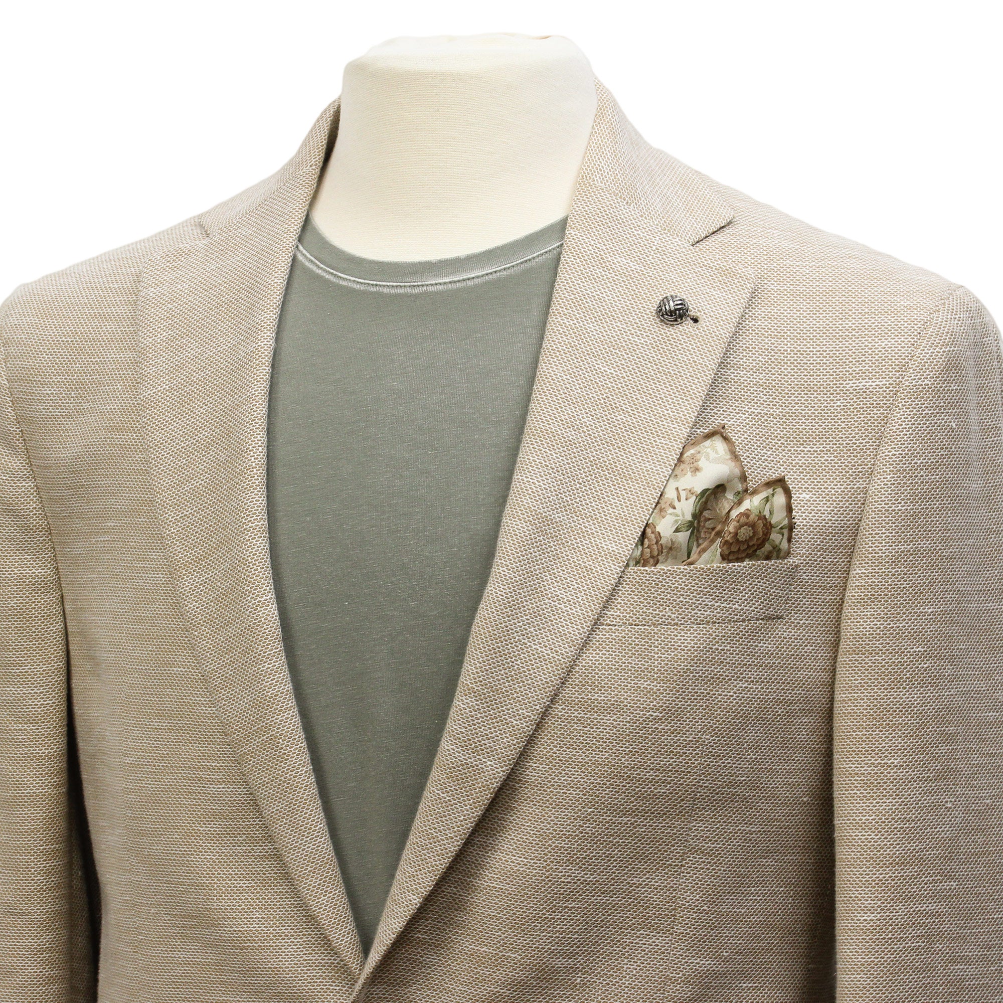 Sand Honeycomb Hampton Contemporary Fit Wool-Linen Sport Jacket - Jack Victor - Image 5