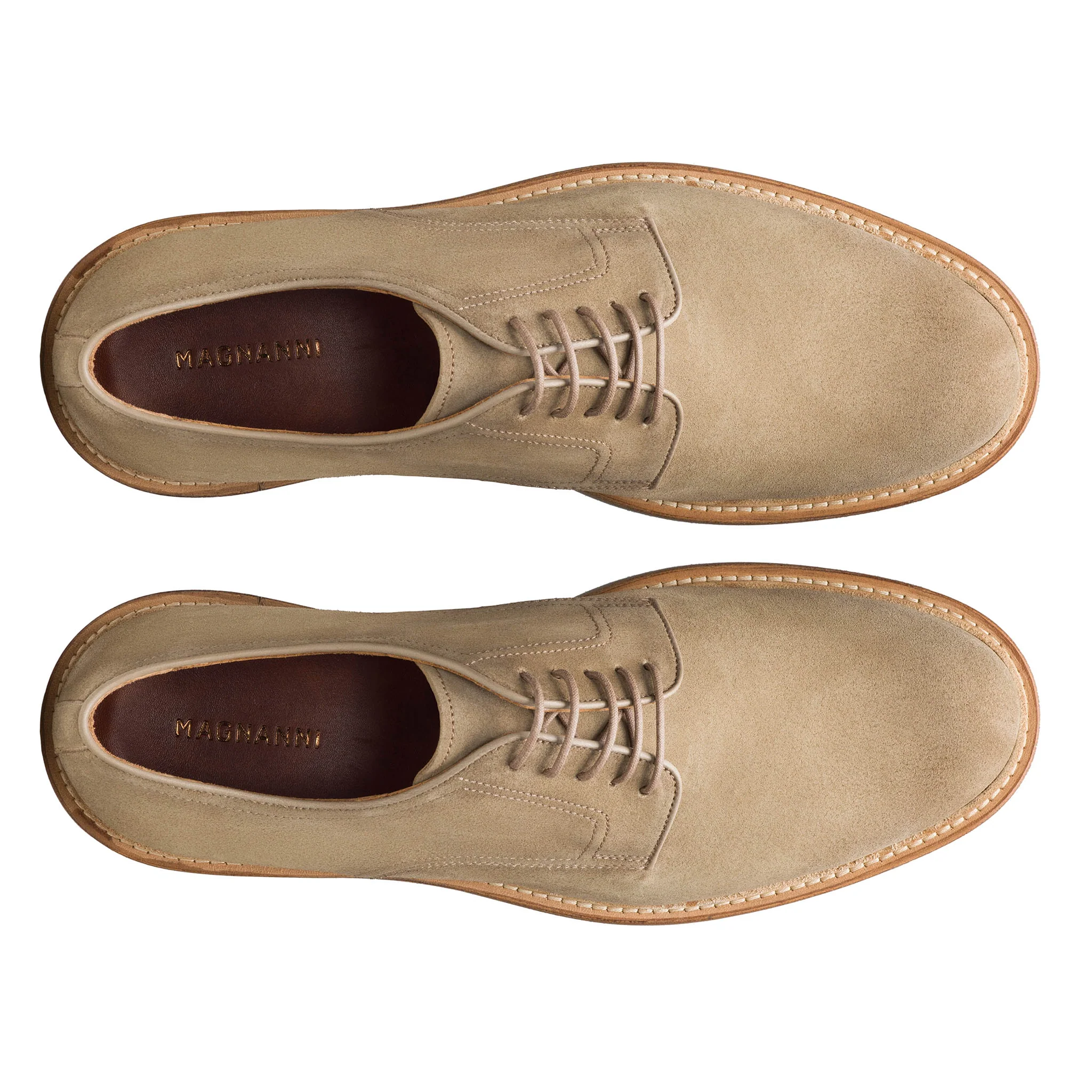 Sand (Avena) Marton Plain-Toe Suede Derby Shoes - Magnanni - Image 3