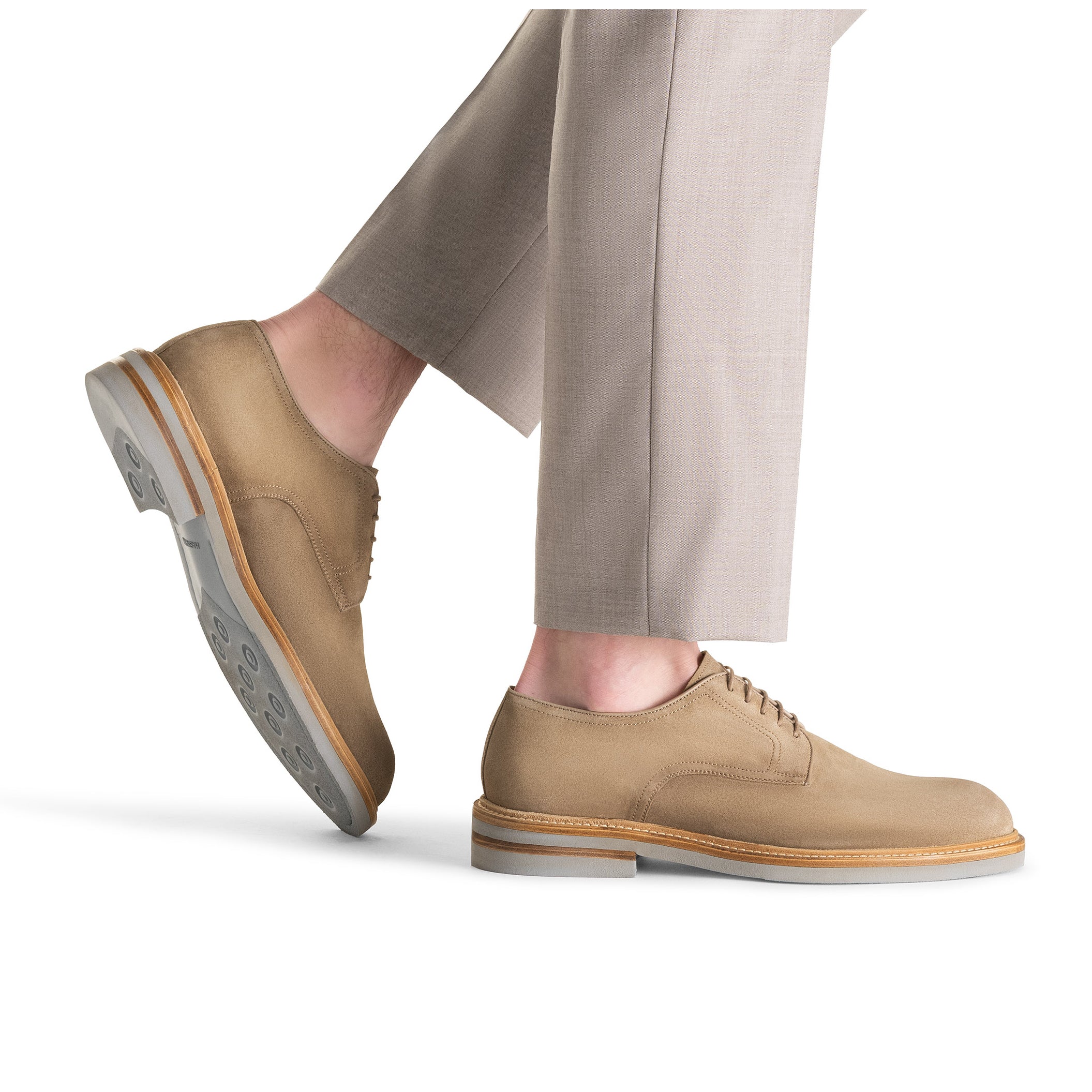 Sand (Avena) Marton Plain-Toe Suede Derby Shoes - Magnanni - Image 5