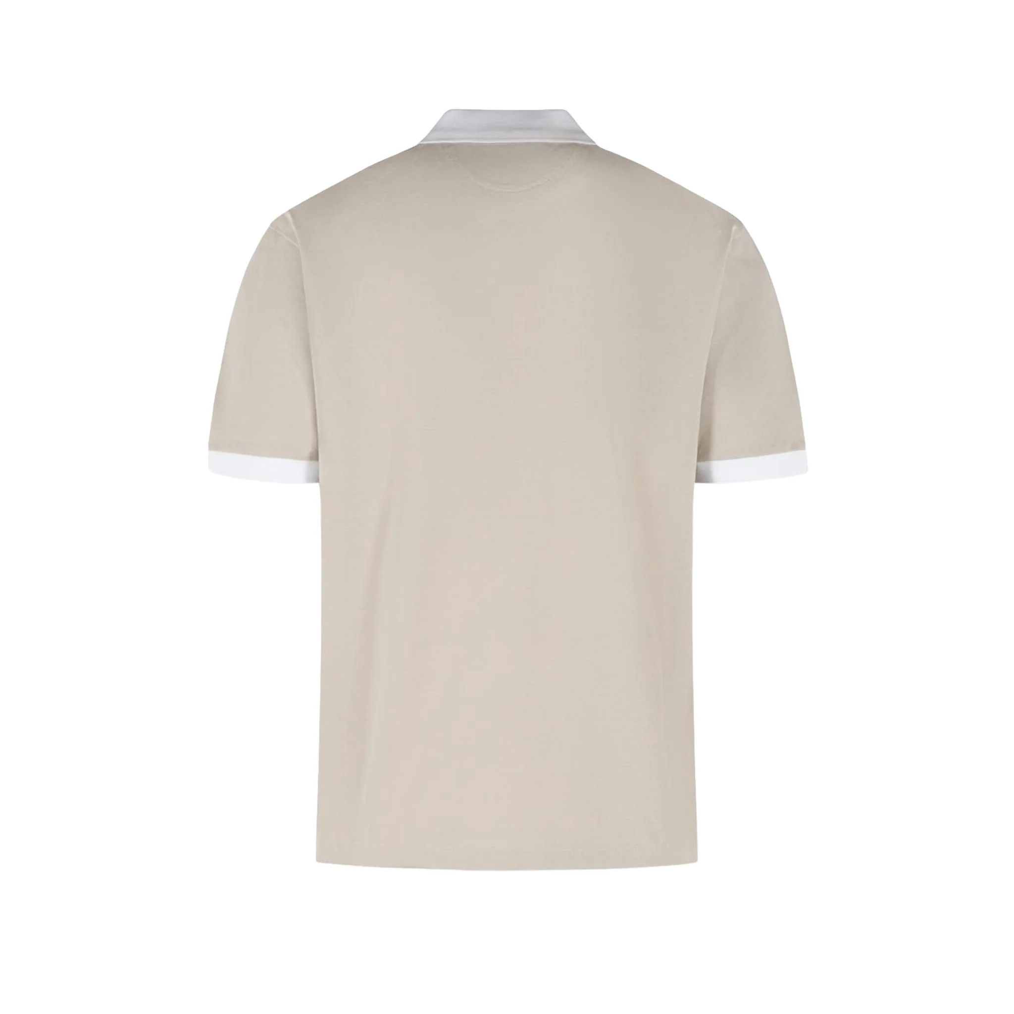Sand Pique Cotton Polo Shirt with White Trims - ELEVENTY PLATINUM - Image 3