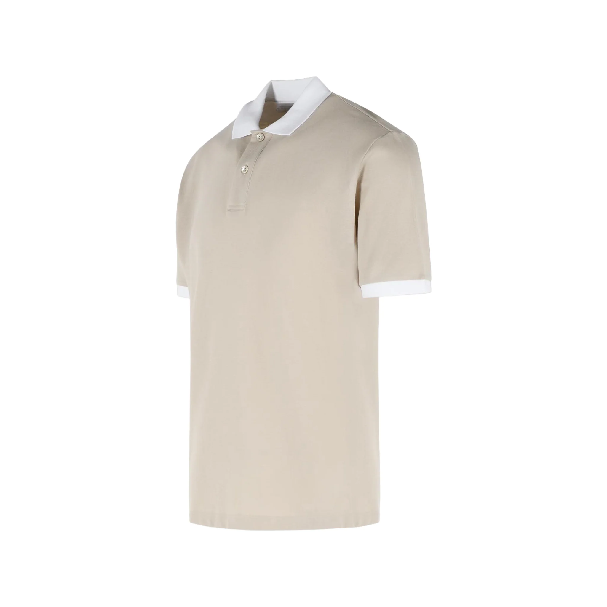 Sand Pique Cotton Polo Shirt with White Trims - ELEVENTY PLATINUM - Image 4