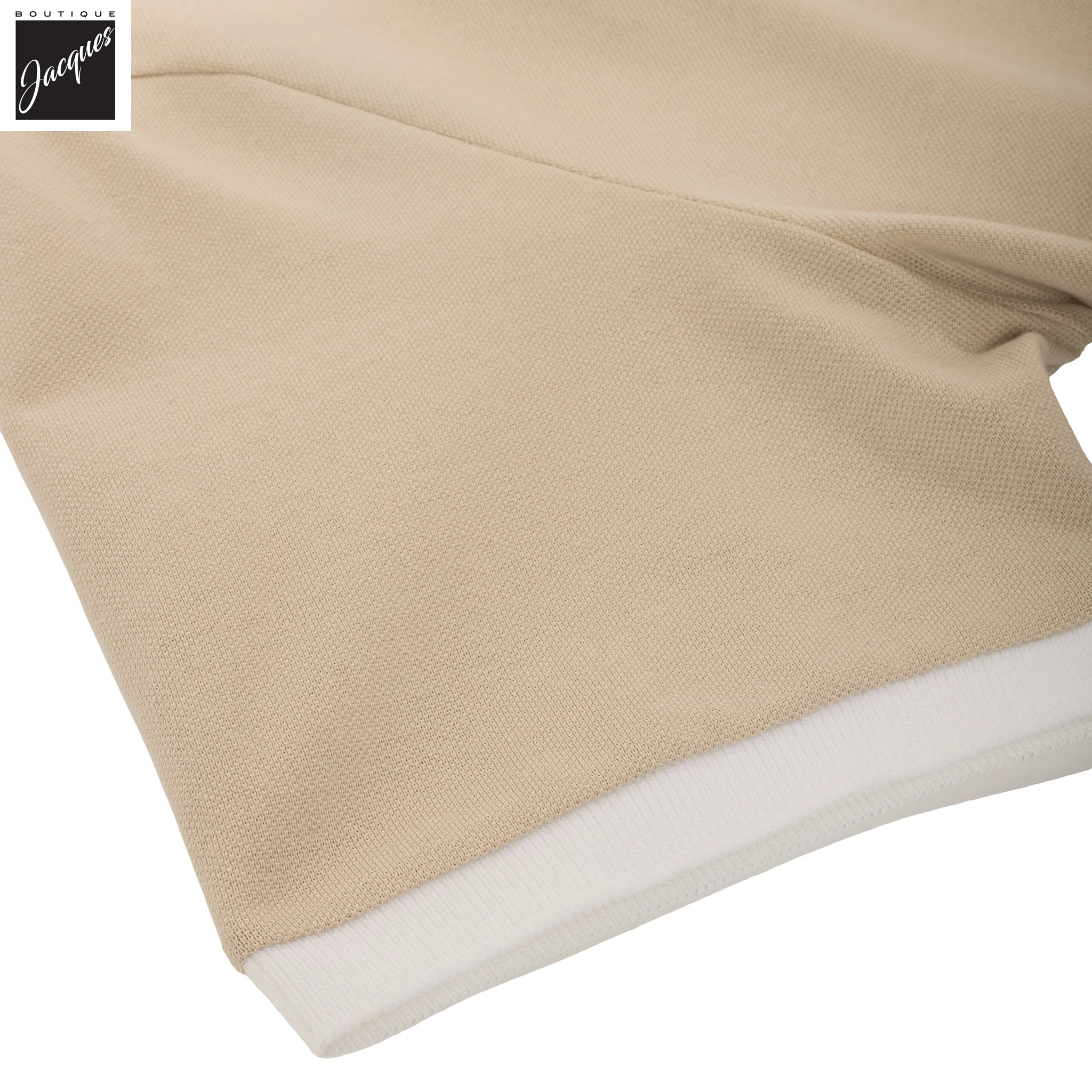 Sand Pique Cotton Polo Shirt with White Trims - ELEVENTY PLATINUM - Image 5