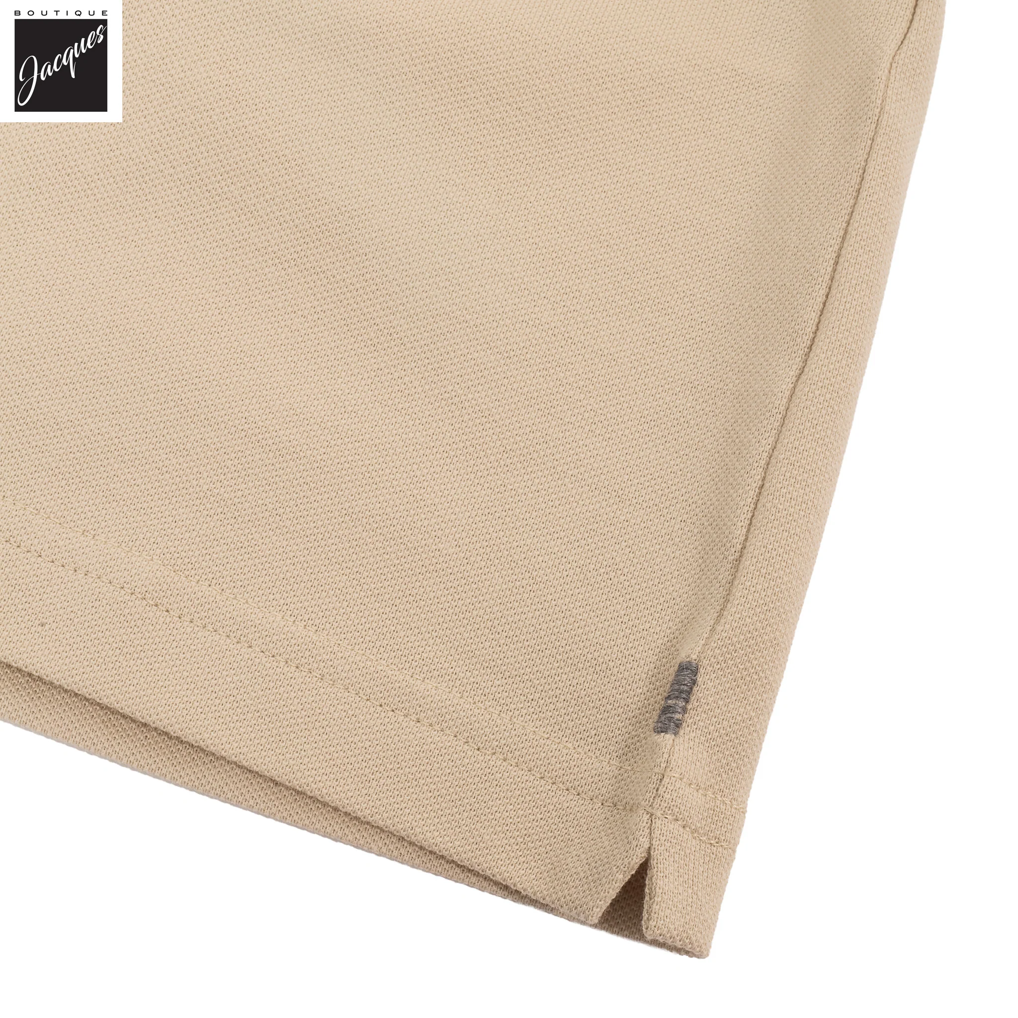 Sand Pique Cotton Polo Shirt with White Trims - ELEVENTY PLATINUM - Image 7