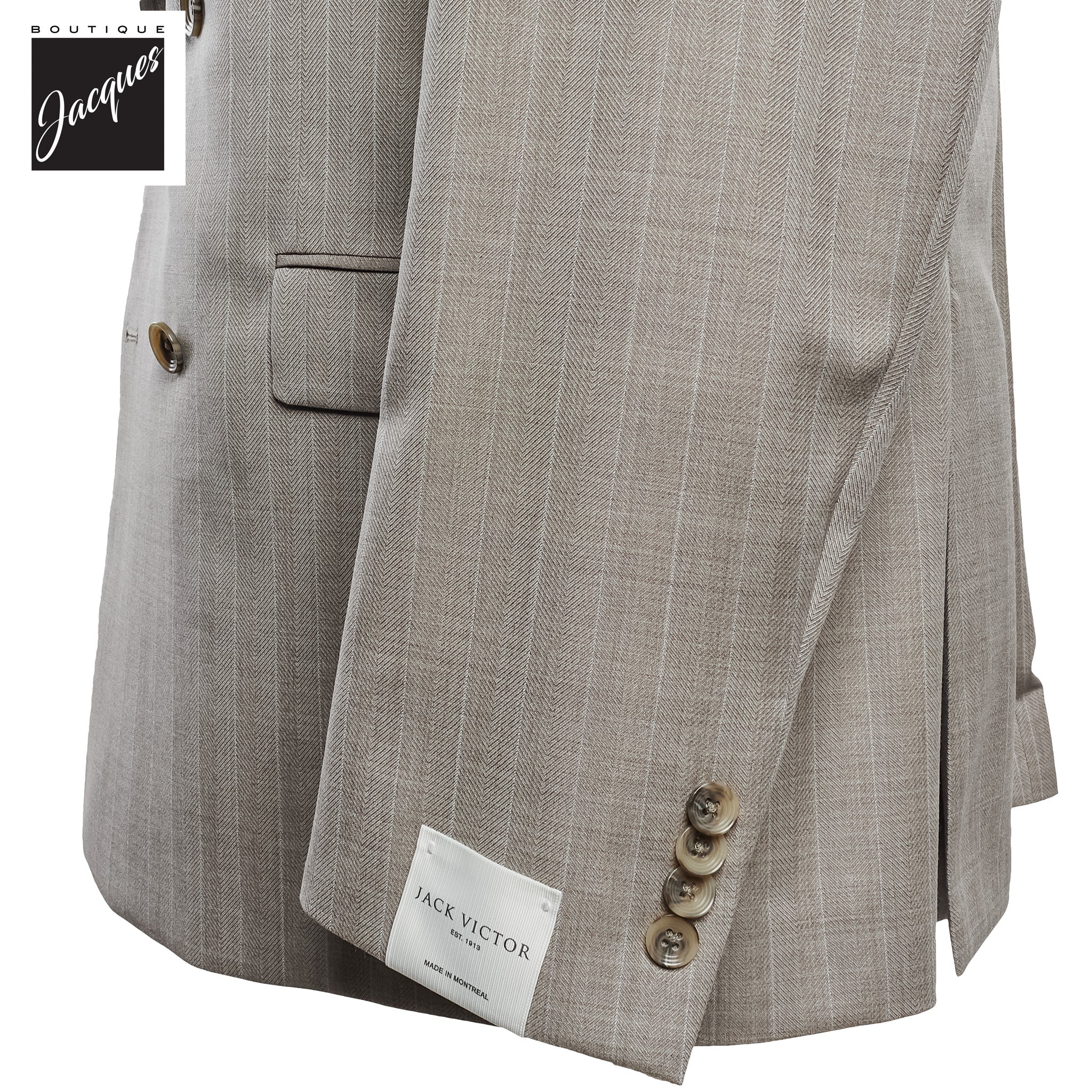 Sand Striped Double Breasted Ernest Modern Fit Wool Suit - Jack Victor - Image 3