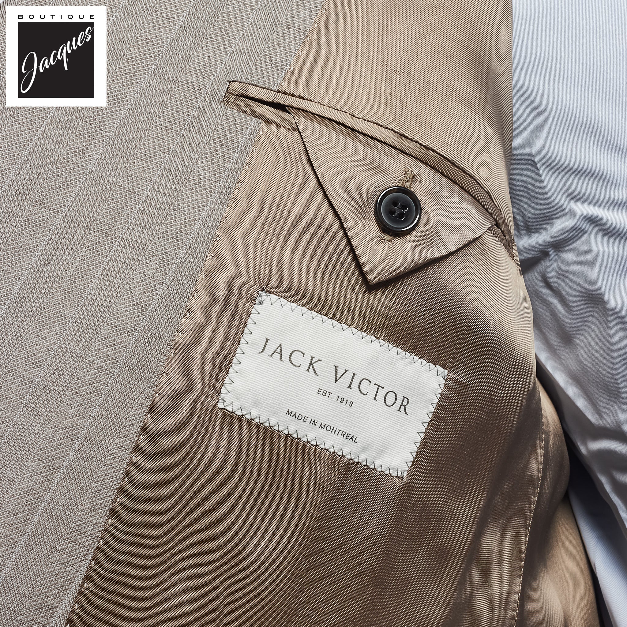 Sand Striped Double Breasted Ernest Modern Fit Wool Suit - Jack Victor - Image 4