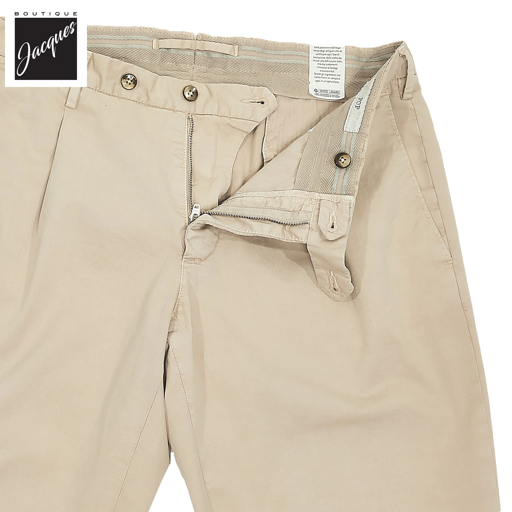 Sandy Beige Garment-Dyed Cotton-Stretch Modern Fit Michael Dress Pant - L.B.M. 1911 - Image 3