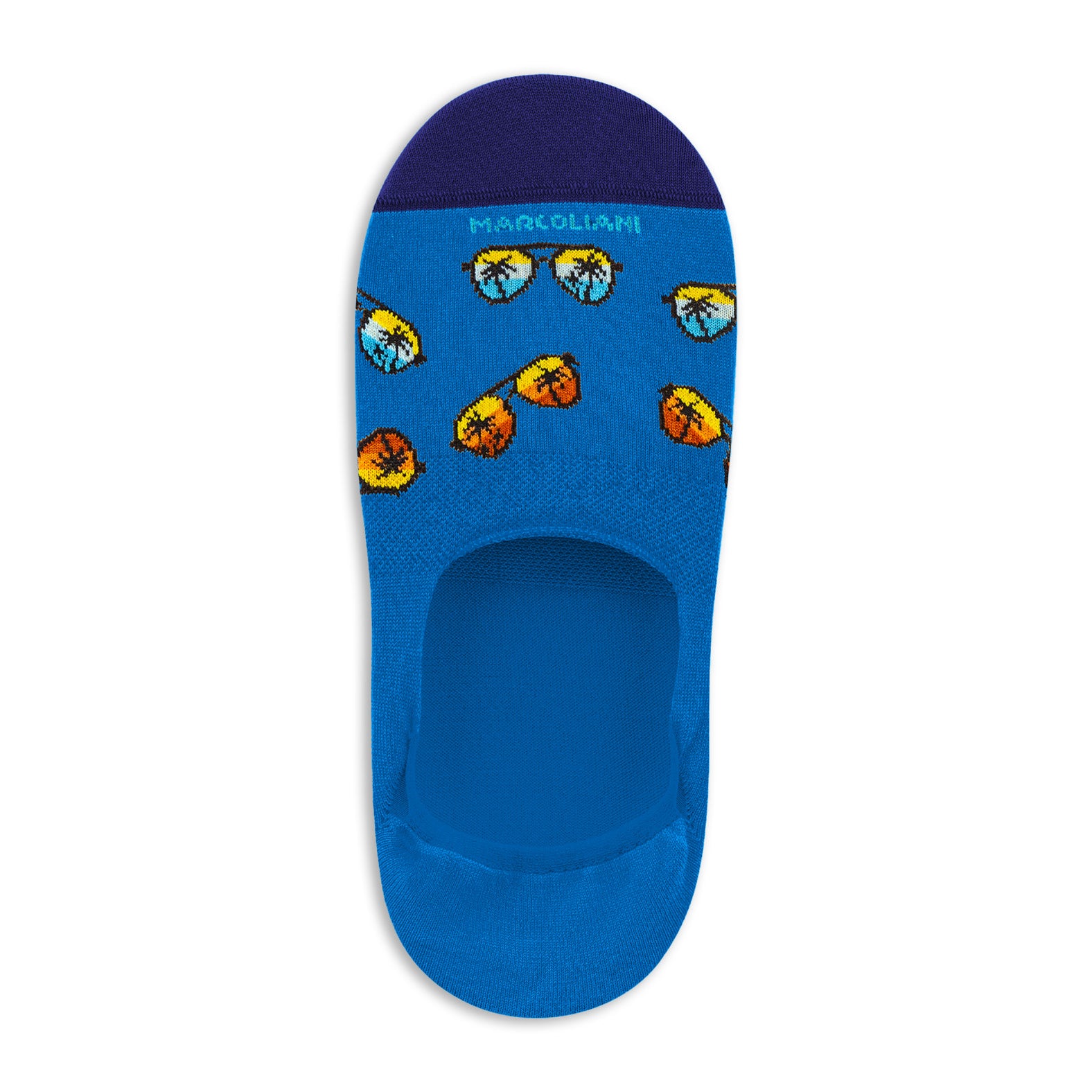 Sapphire Blue Sunglasses Motif Invisible Touch No-Show Socks - Marcoliani