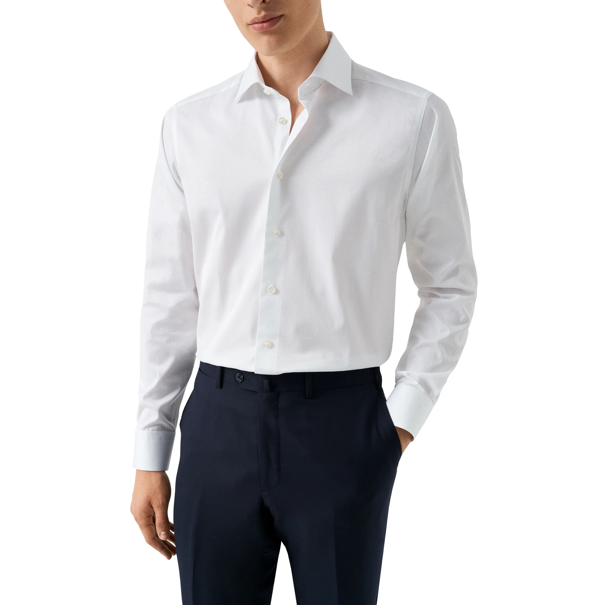White Semi-Solid Supima 120 Elevated Twill Contemporary Fit Shirt - ETON - Image 3