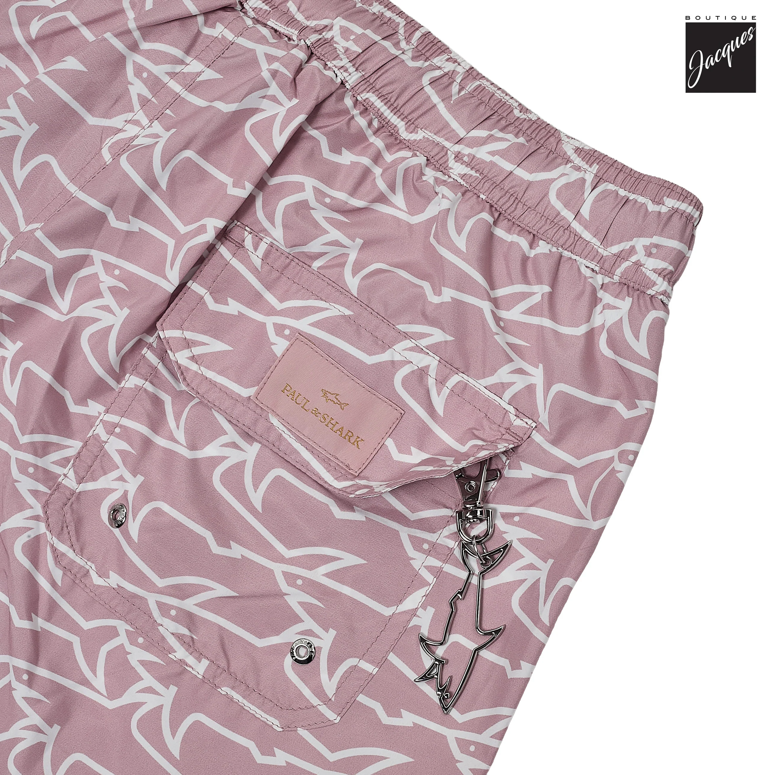 Shark Print Portofino Dusty Rose Swim Shorts - Paul & Shark - Image 5