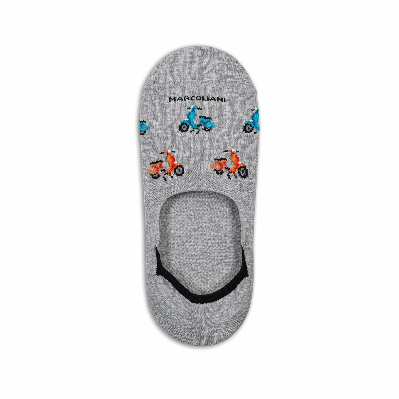 Silver Gray Italian Scooter Pima Cotton Invisible Touch No-Show Socks - Marcoliani