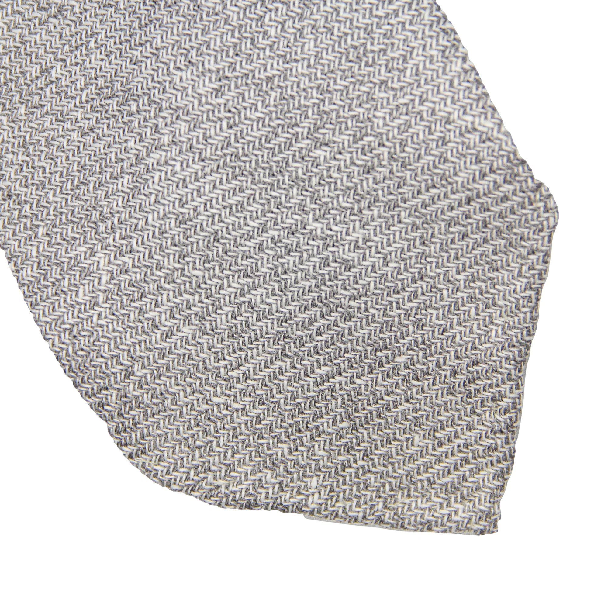 Silver Gray Woven Linen-Silk-Cotton Untipped Tie - Paolo Albizzati - Image 3
