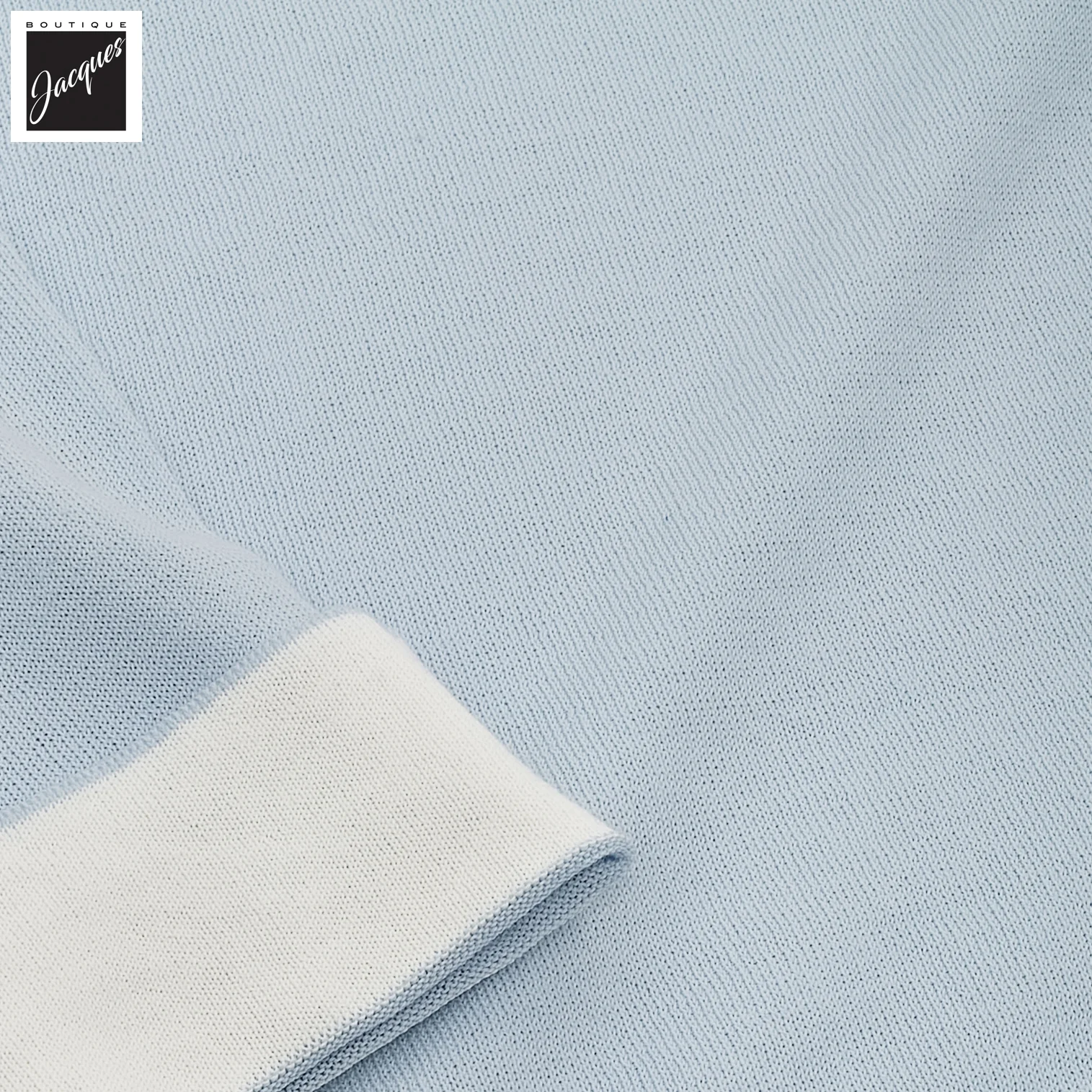 Sky Blue Knitted Cotton Long Sleeve Crew Neck - FRADI - Image 3