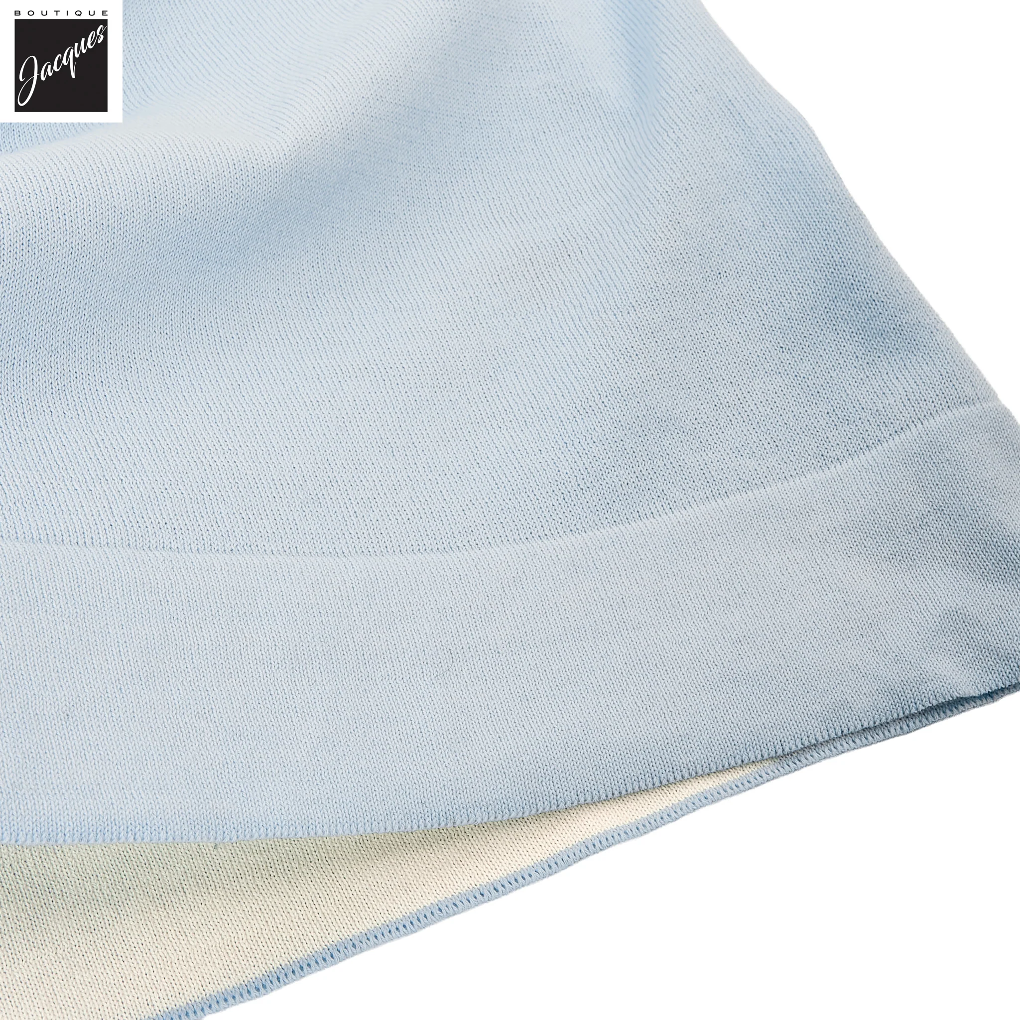 Sky Blue Knitted Cotton Short Sleeve Polo - FRADI - Image 5