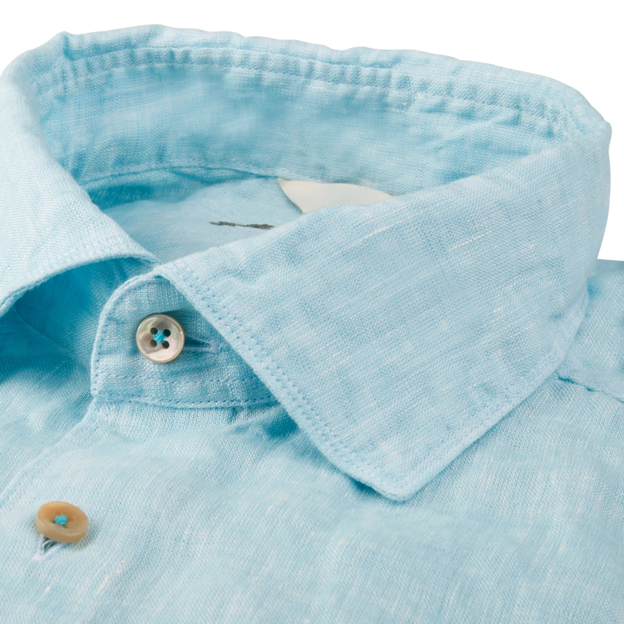 Sky Blue Linen Fitted Body Shirt - Stenströms - Image 2