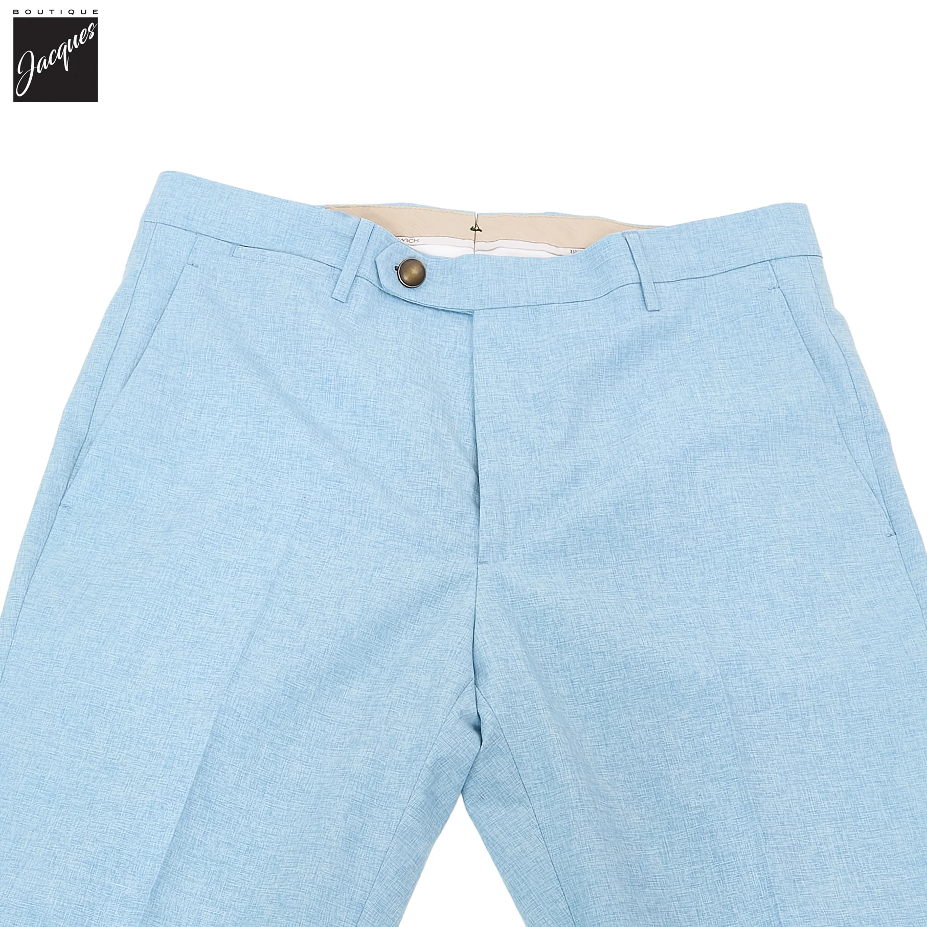 Sky Blue Wool/Cotton/Silk Micro-Effect Vulcano Trouser - Berwich - Image 3