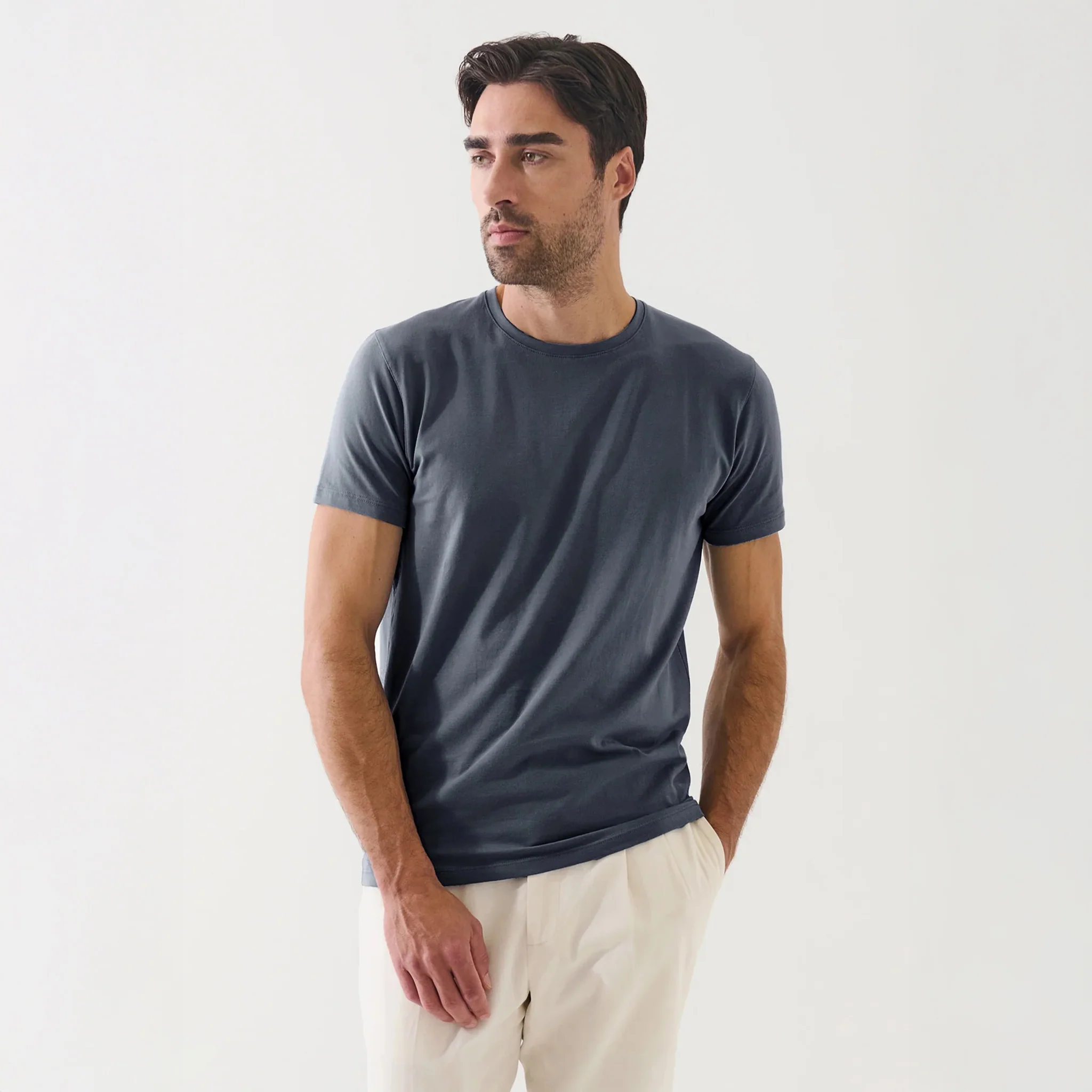 Slate Gray Pima Cotton Stretch Iconic T-Shirt - Patrick Assaraf