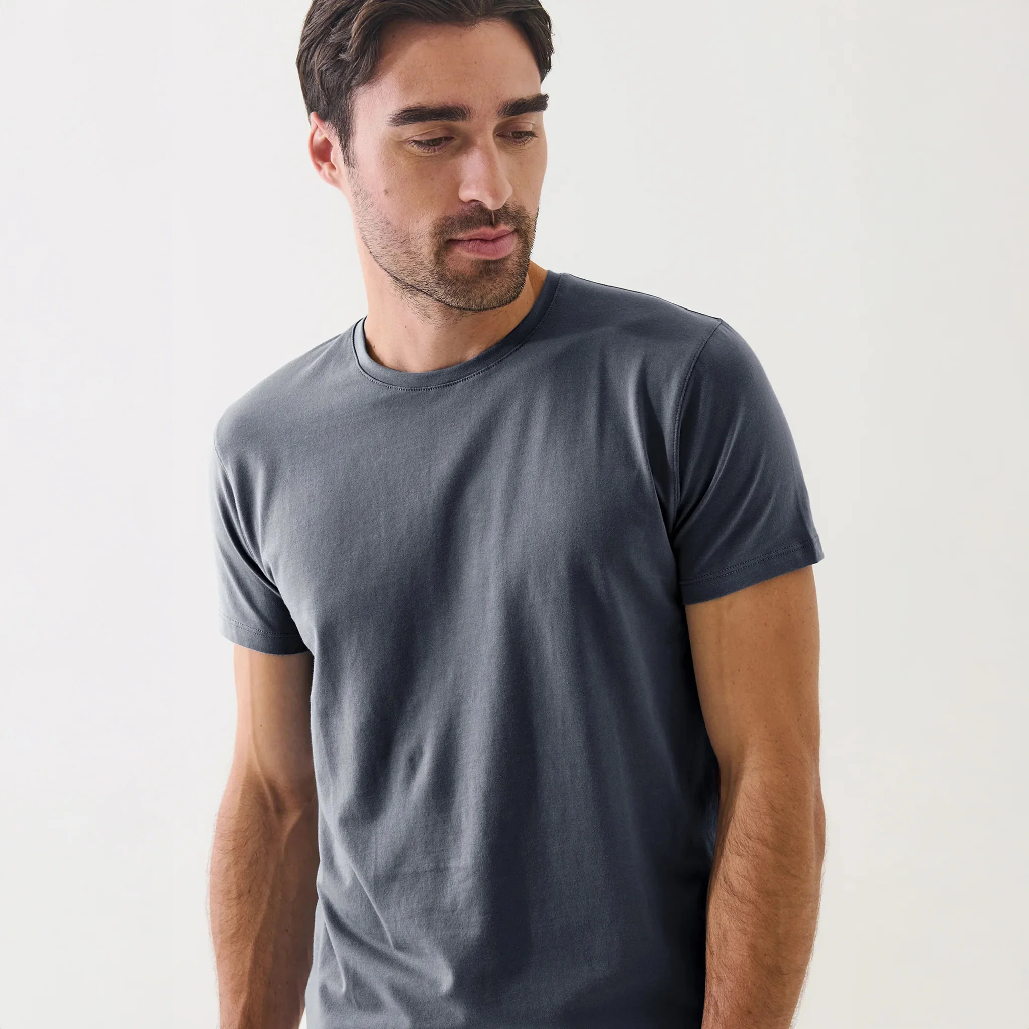 Slate Gray Pima Cotton Stretch Iconic T-Shirt - Patrick Assaraf - Image 3