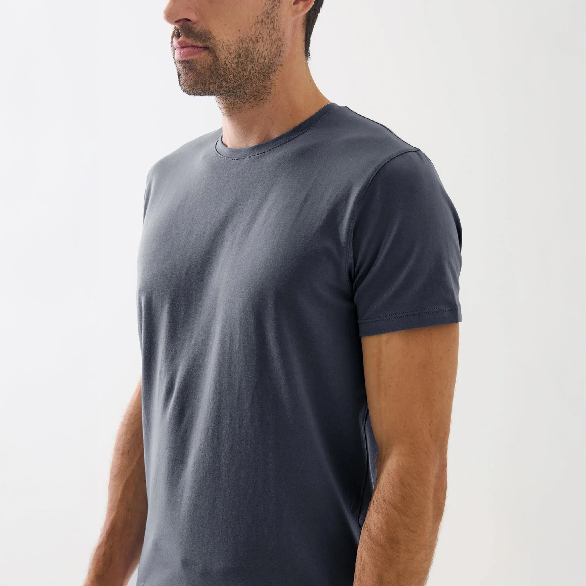 Slate Gray Pima Cotton Stretch Iconic T-Shirt - Patrick Assaraf - Image 4