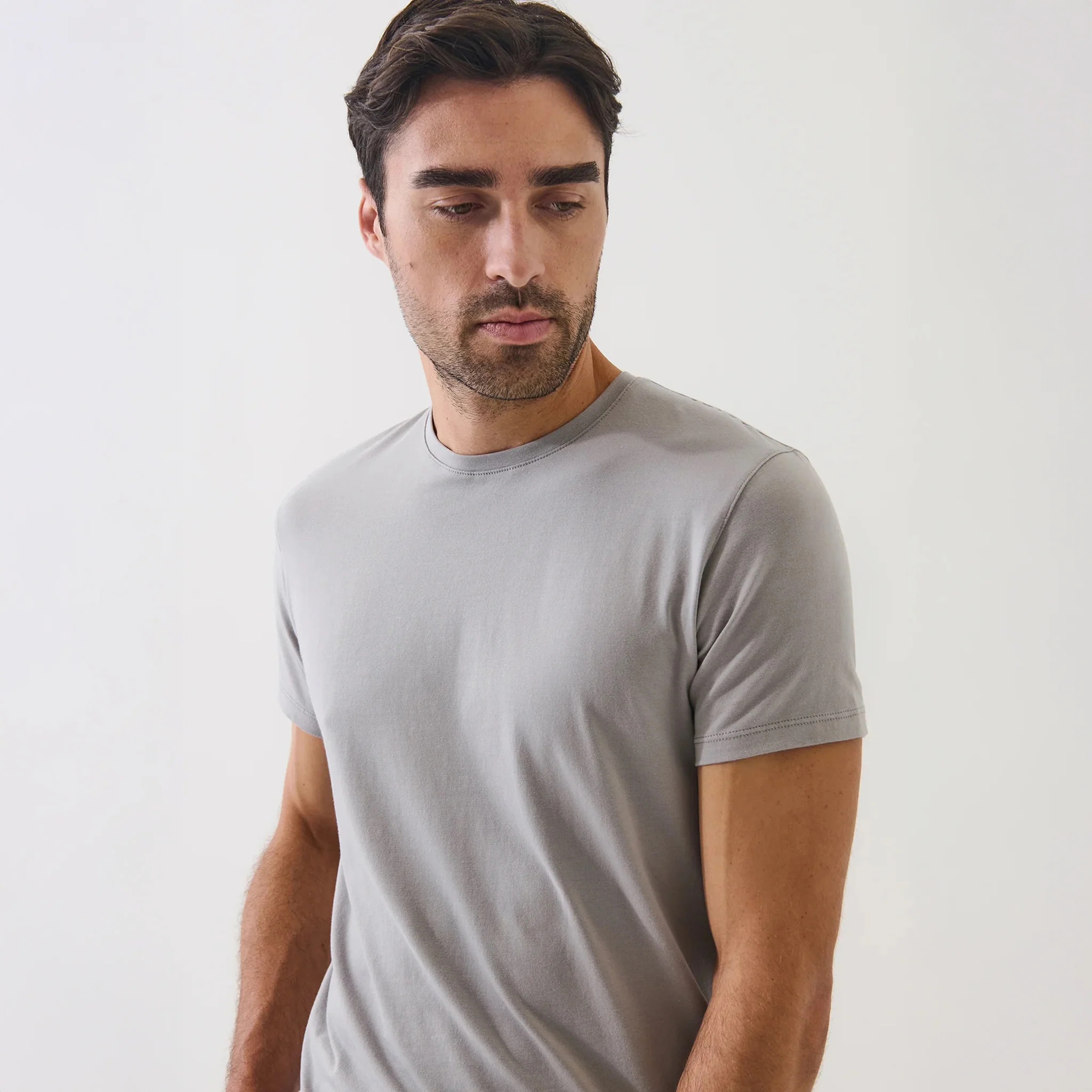 Smog Gray Pima Cotton Stretch Iconic T-Shirt - Patrick Assaraf - Image 2