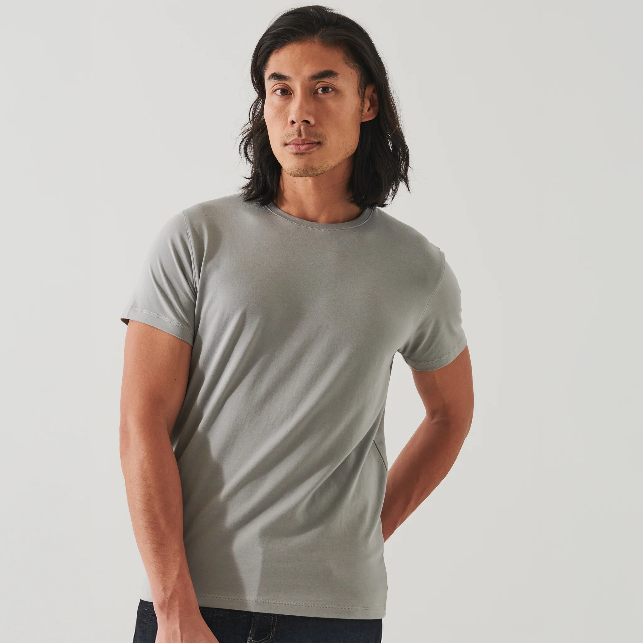 Smog Gray Pima Cotton Stretch Iconic T-Shirt - Patrick Assaraf - Image 4