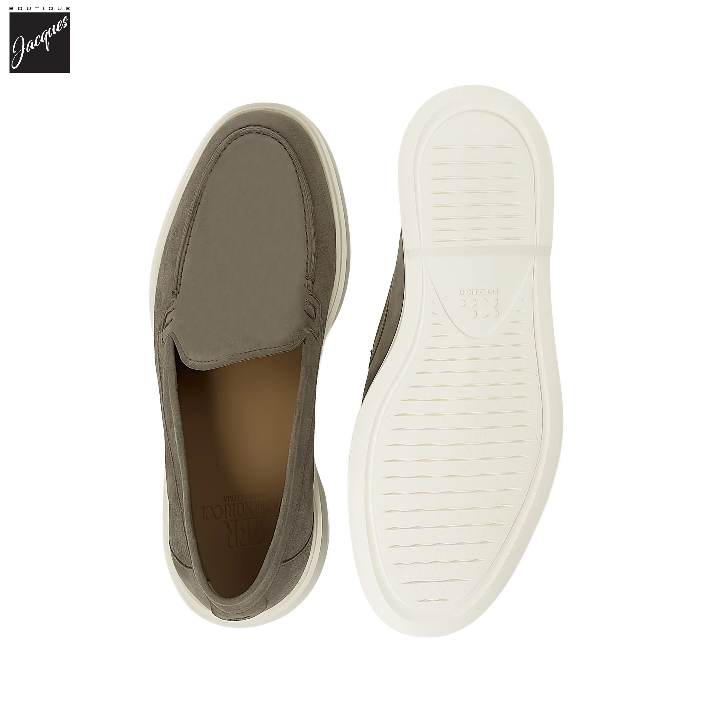 Smokey Taupe Extralight Suede Leather Loafers - Fabiano Ricci - Image 5