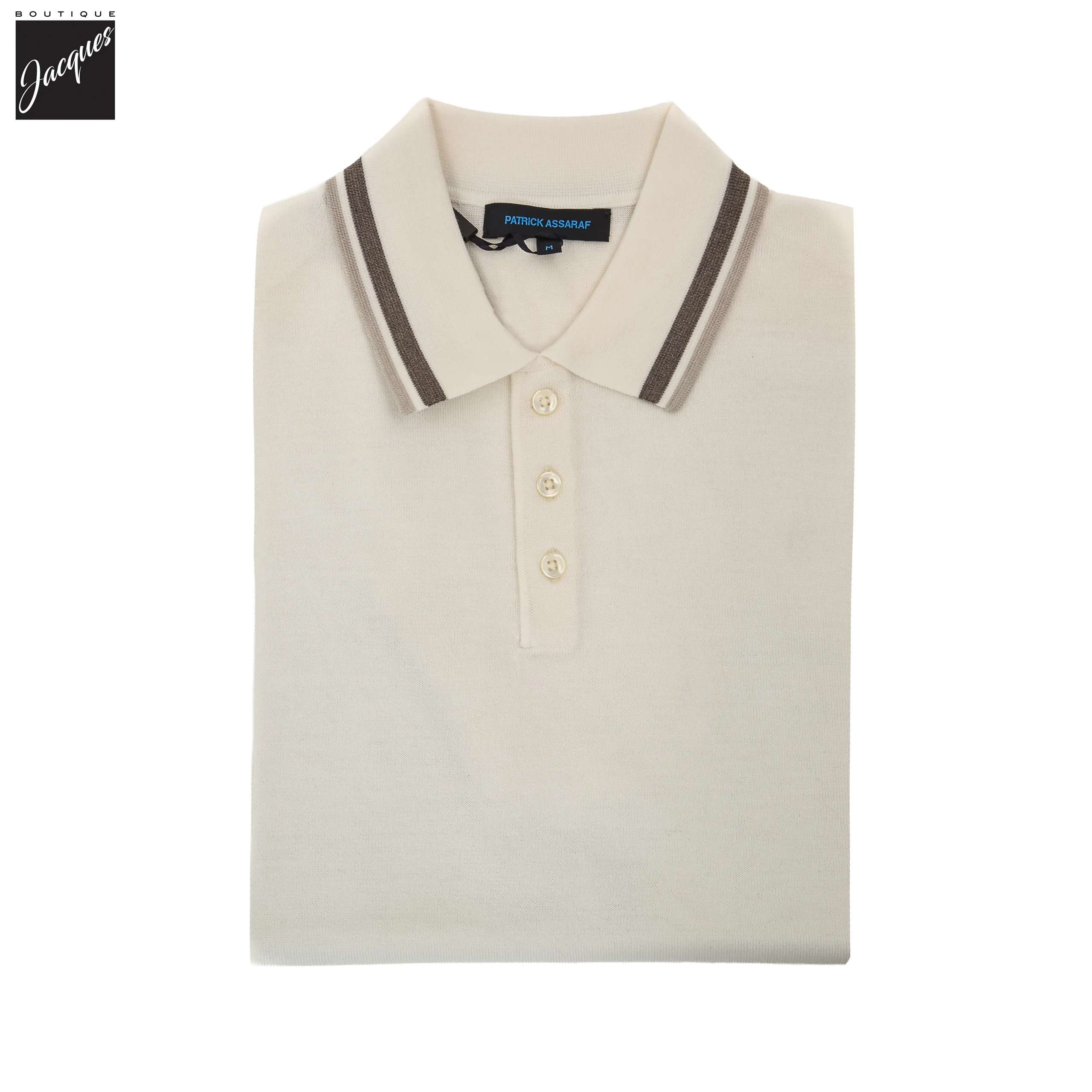Snowflake Merino/Silk Tipped Button Polo - Patrick Assaraf - Image 2
