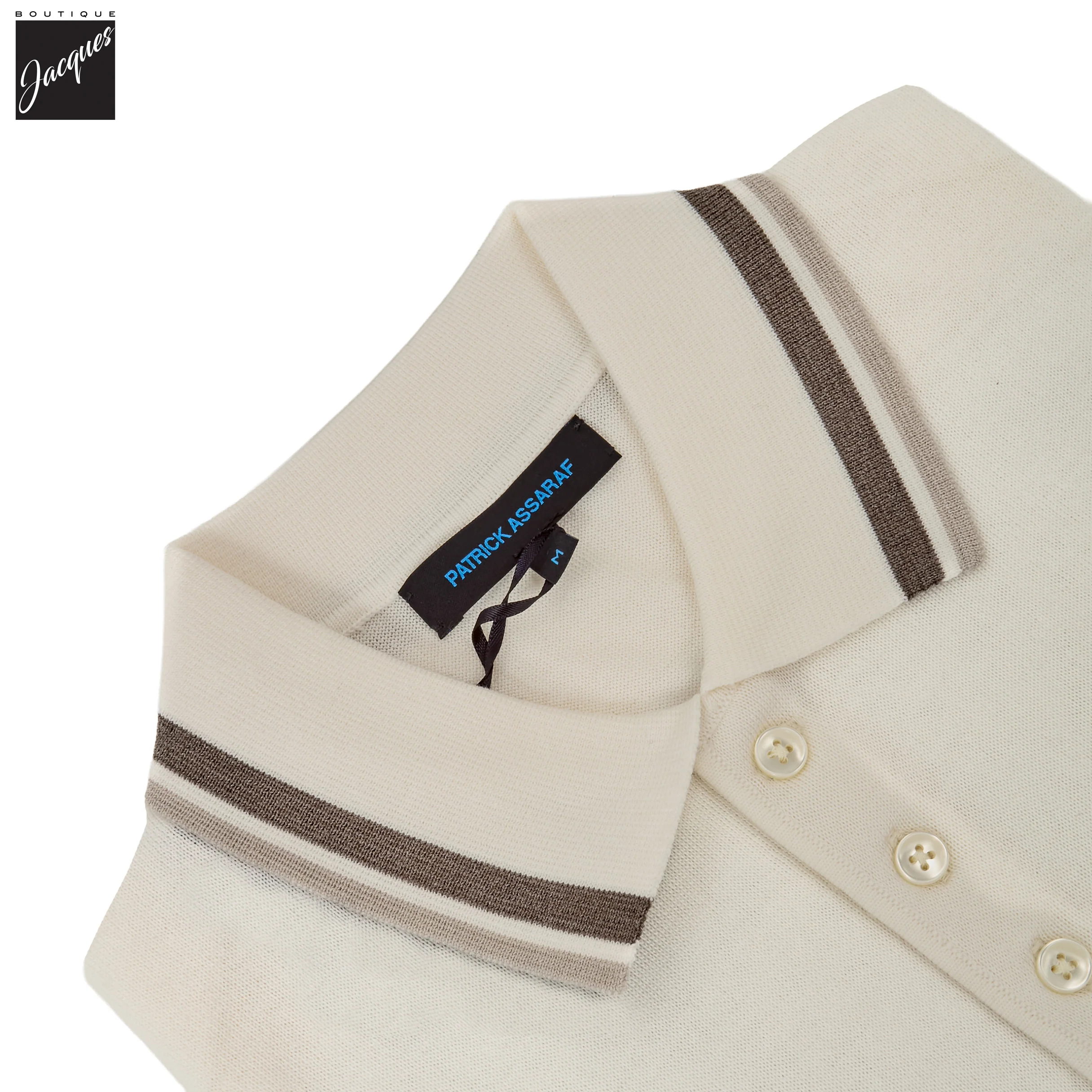 Snowflake Merino/Silk Tipped Button Polo - Patrick Assaraf - Image 3