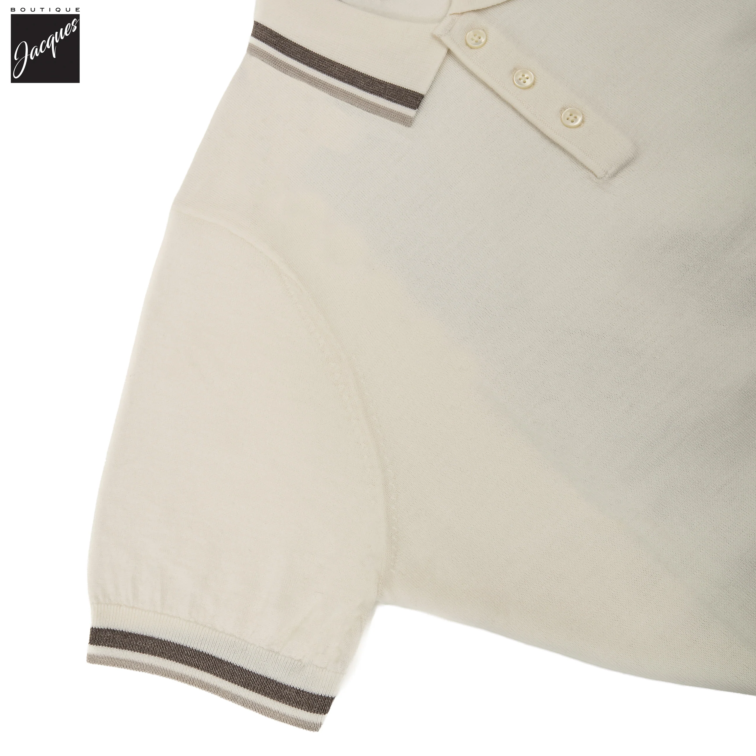 Snowflake Merino/Silk Tipped Button Polo - Patrick Assaraf - Image 4