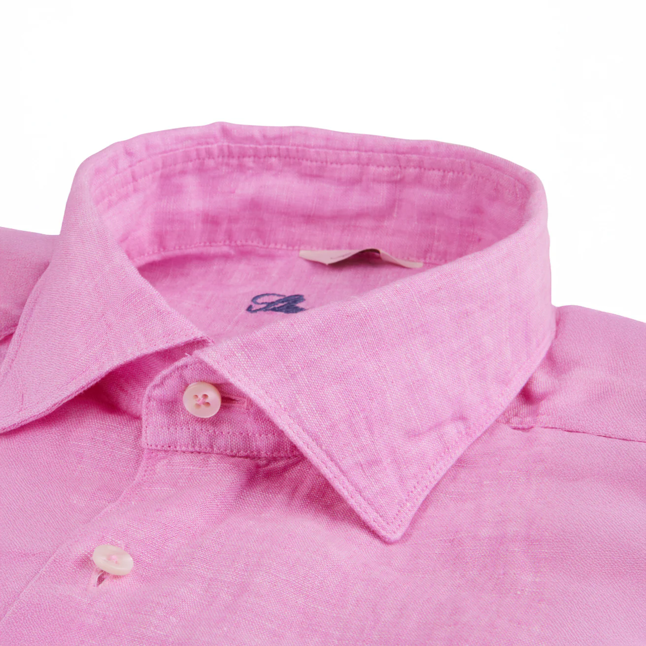 Soft Pink Linen Fitted Body Shirt - Stenströms - Image 2