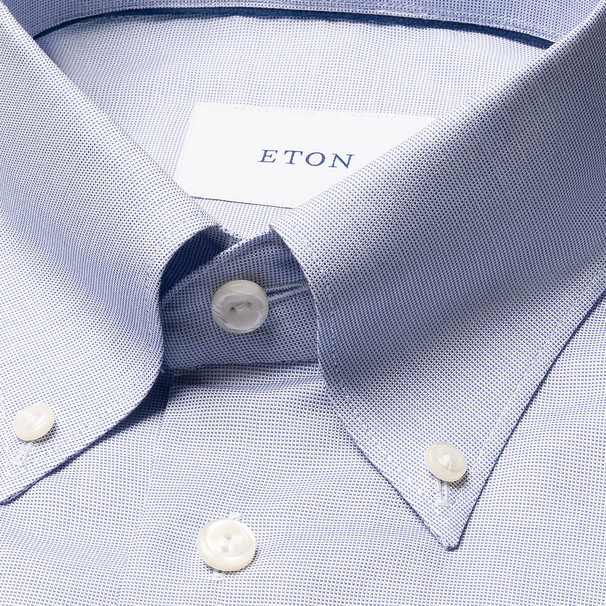 Blue Semi-Solid Wrinkle-Resistant Oxford Slim Fit Shirt - ETON - Image 2