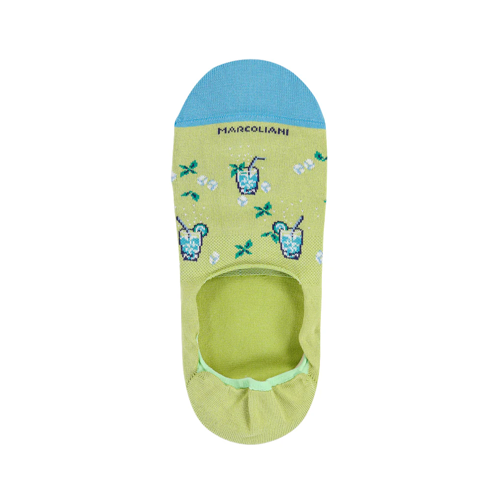 Spring Green Mojito Motif Pima Cotton Invisible Touch No-Show Socks - Marcoliani