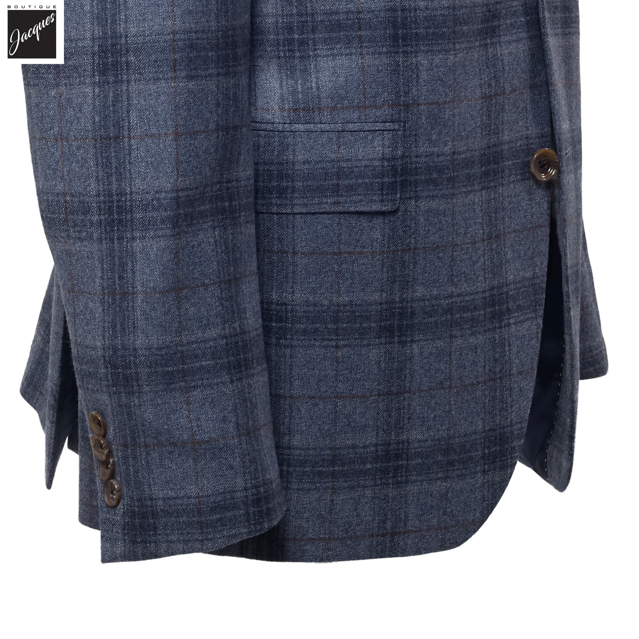 Steel Blue Plaid Wool Midland Contemporary Fit Sport Jacket - Jack Victor - Image 3