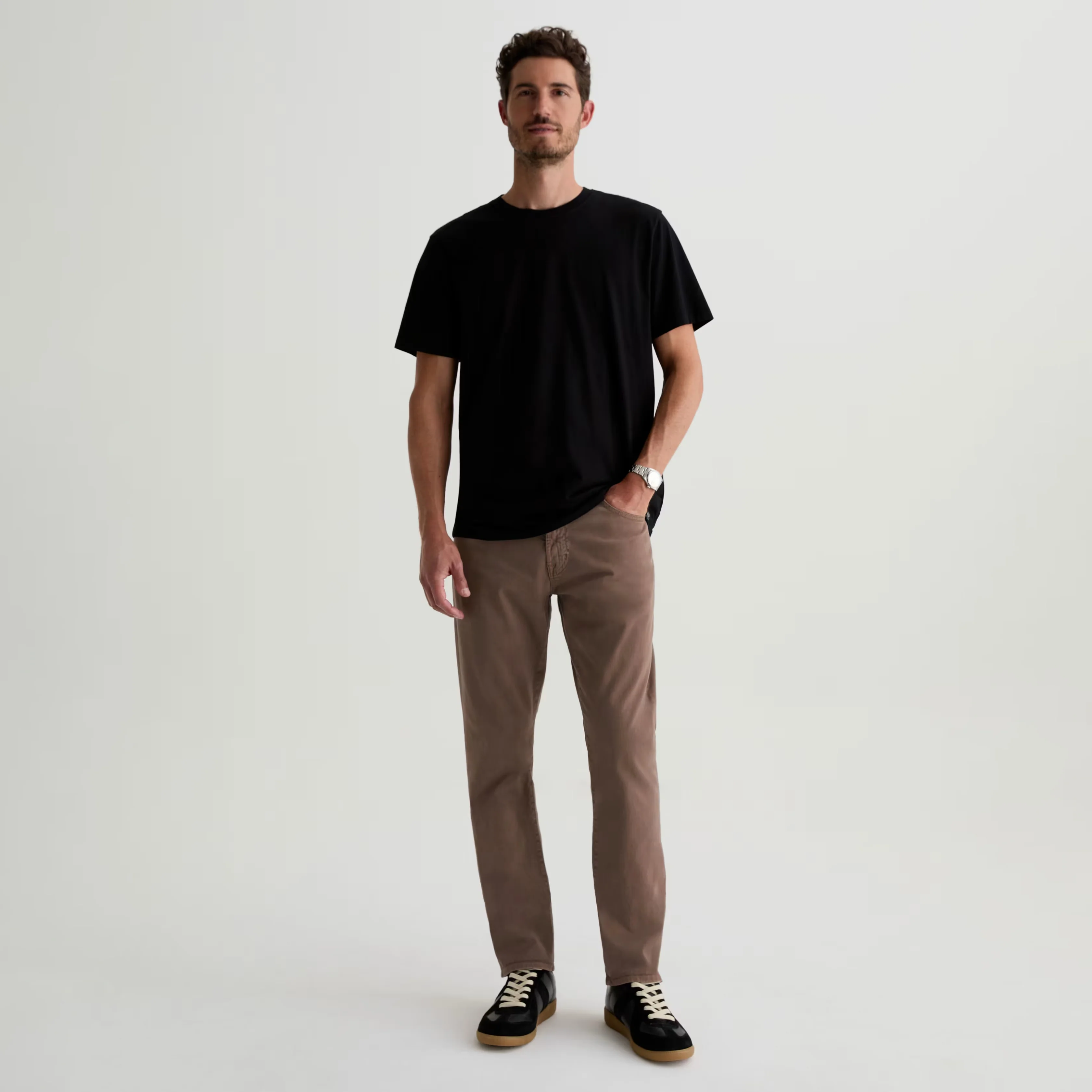 Sulfur Taupe Grey Sueded Everett Slim Straight Fit Pants - AG Jeans - Image 2