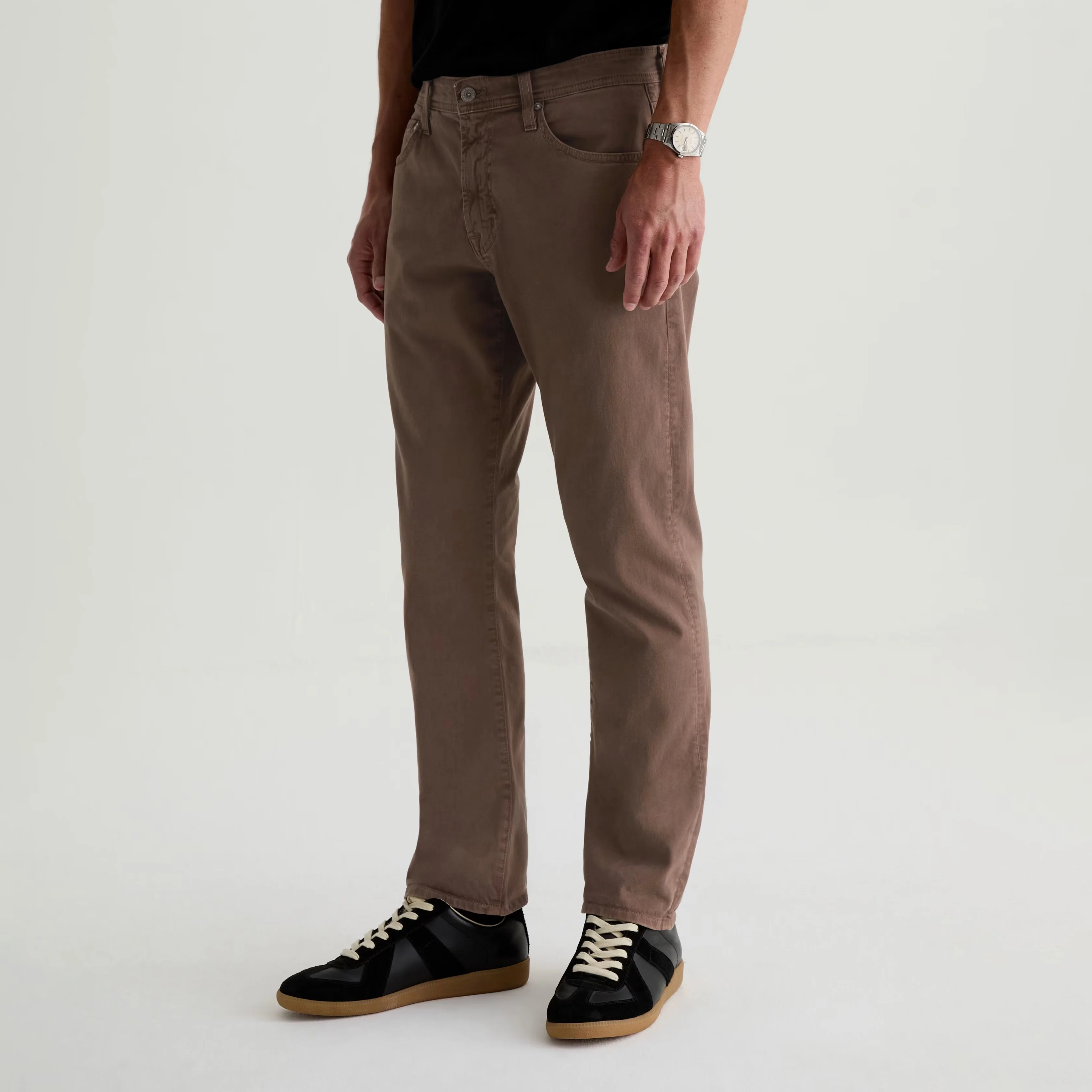 Sulfur Taupe Grey Sueded Everett Slim Straight Fit Pants - AG Jeans - Image 3