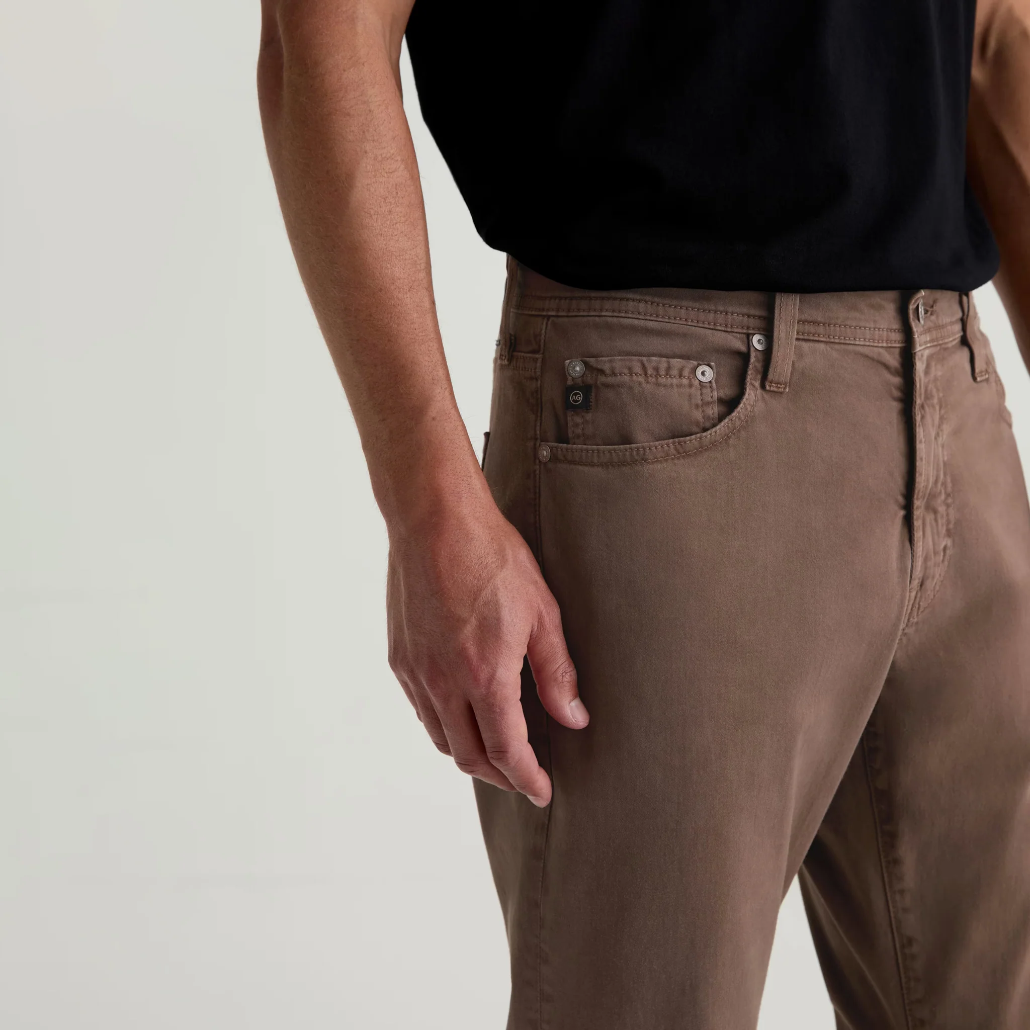 Sulfur Taupe Grey Sueded Everett Slim Straight Fit Pants - AG Jeans - Image 6