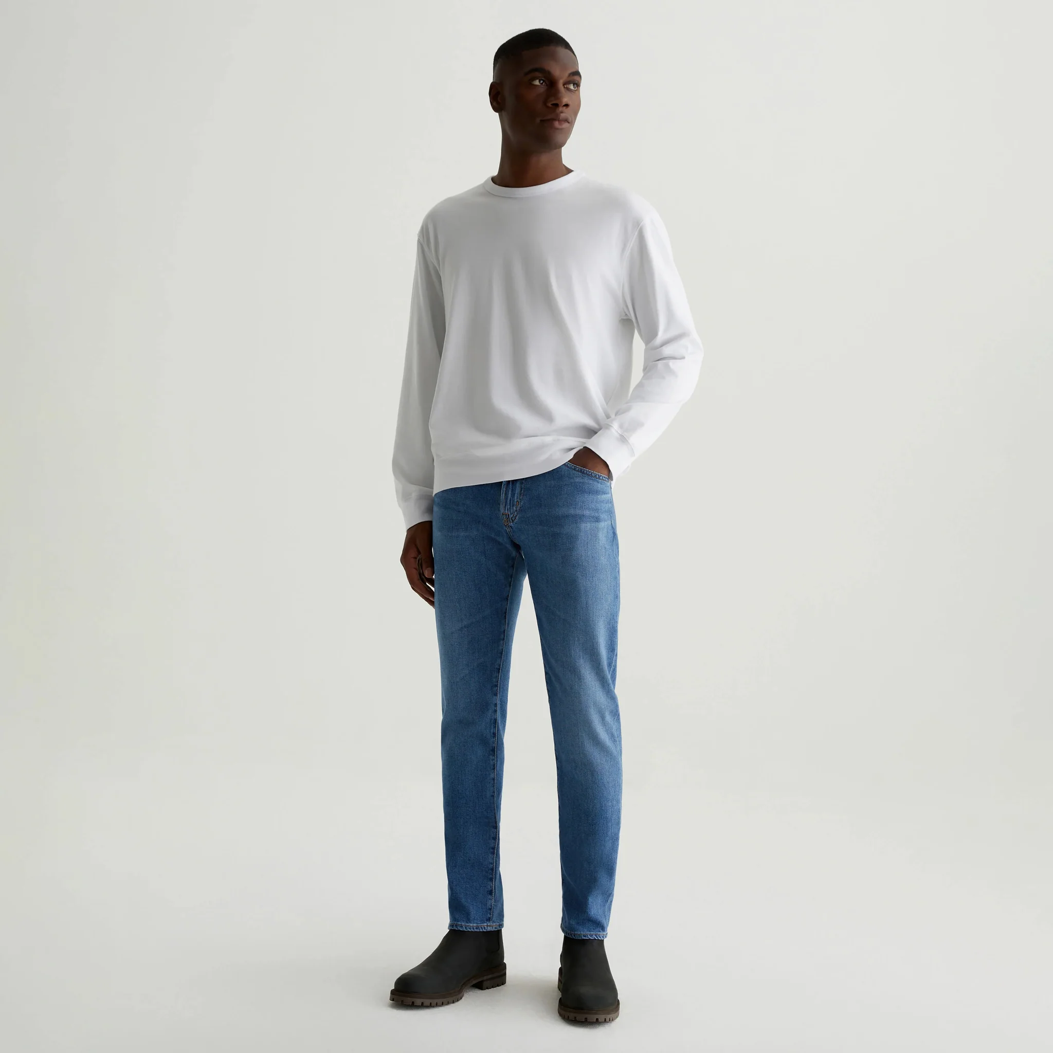 Tailor Mid-Blue Cotton-Lyocell Tellis Modern Slim Fit Japanese Denim - AG - Image 2