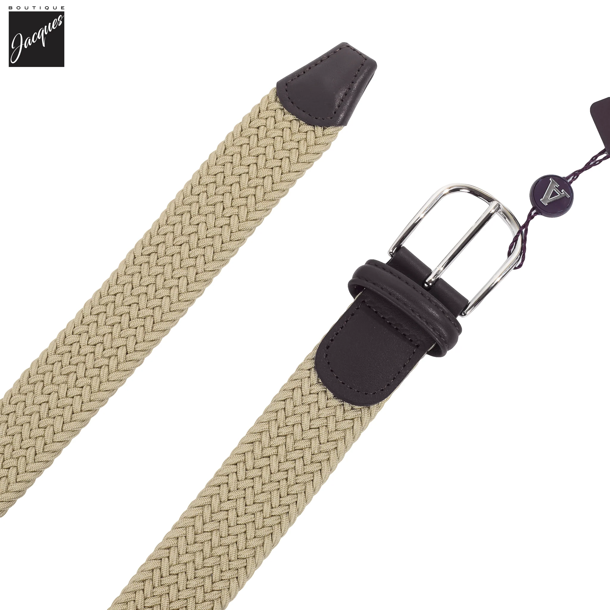 Tan Solid Woven Elastic Belt - Anderson's - Image 3
