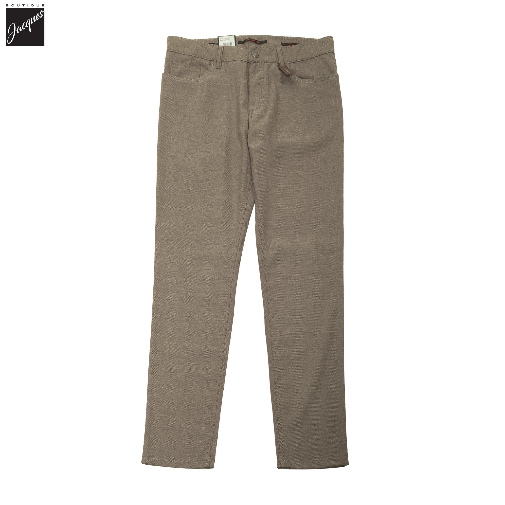 Tan Cotton Stretch Pipe Five Pocket Pants - ALBERTO - Image 4