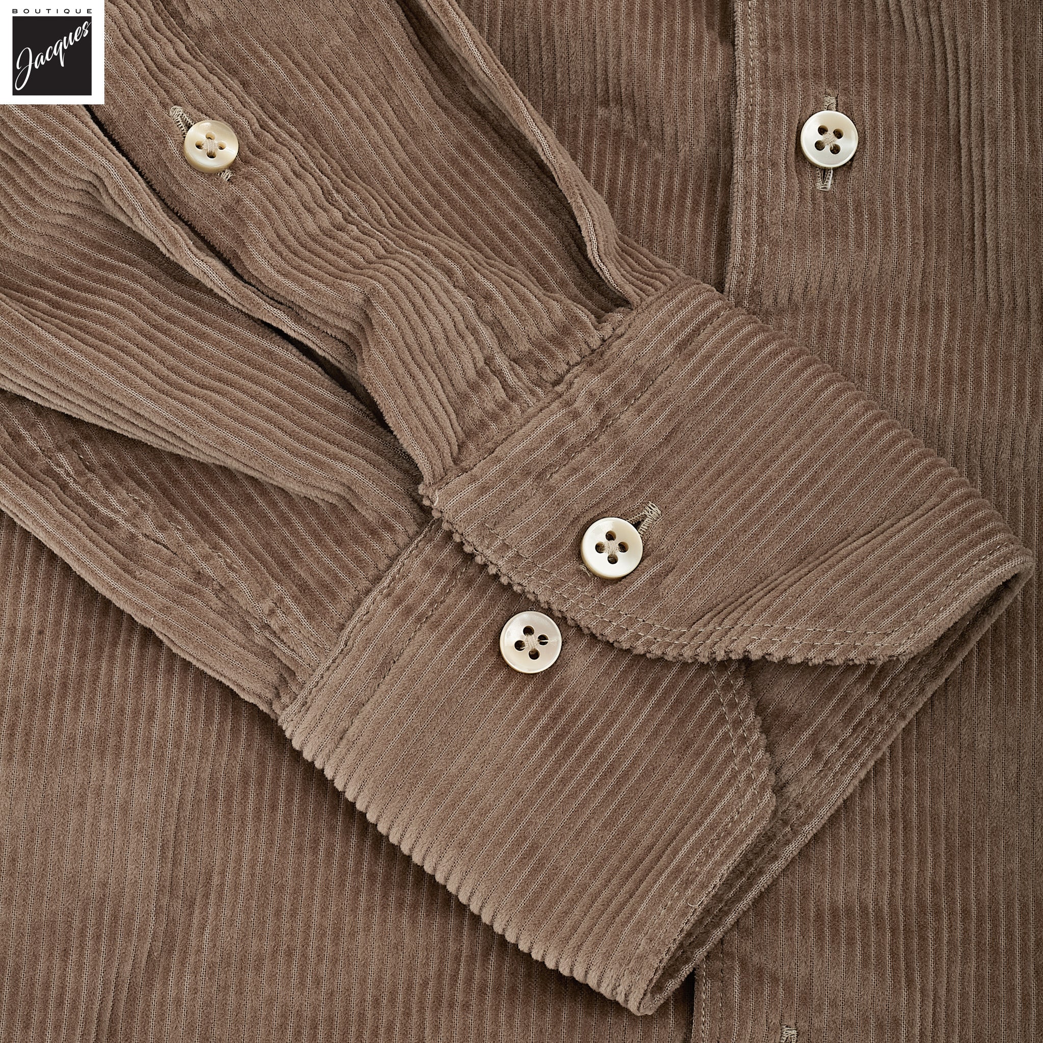 Taupe Brown Corduroy Slimline Overshirt - Stenströms - Image 3