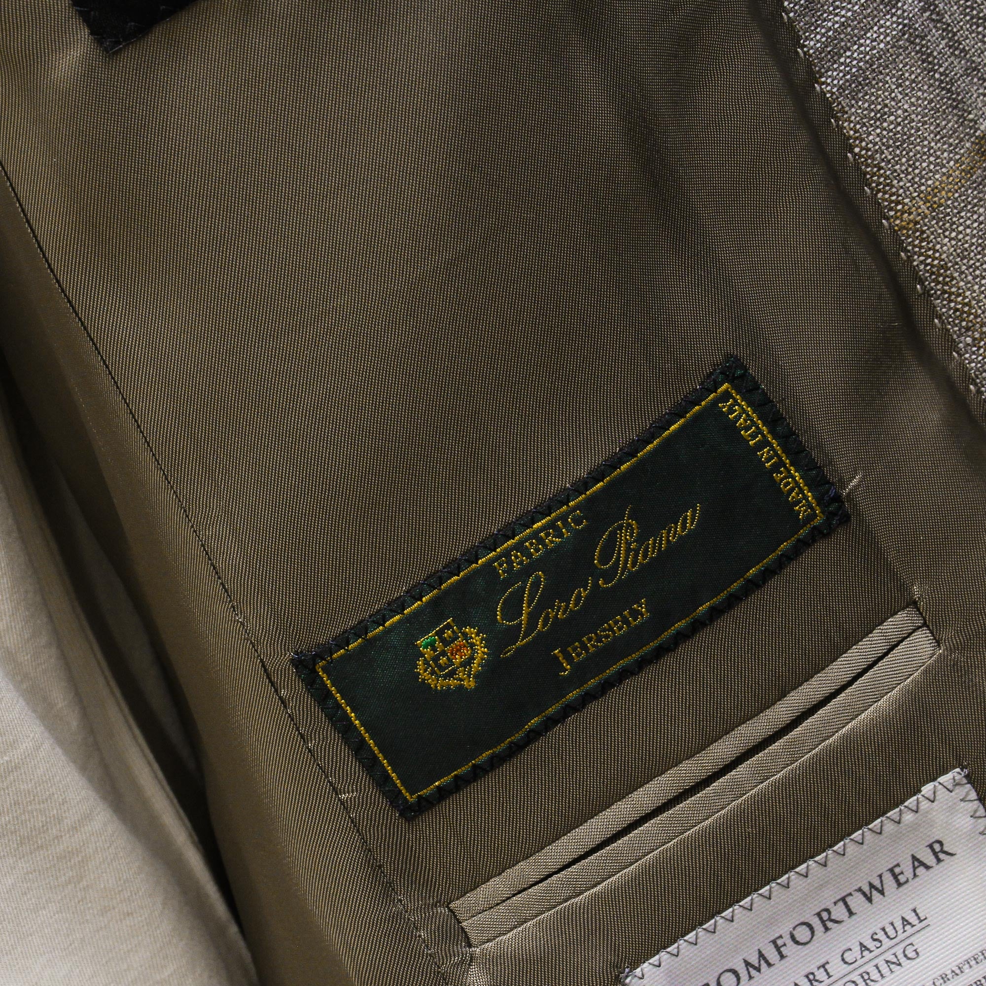 Taupe Check Loro Piana Wool/Silk/Linen Hampton Contemporary Fit Comfortwear Blazer - Jack Victor - Image 5