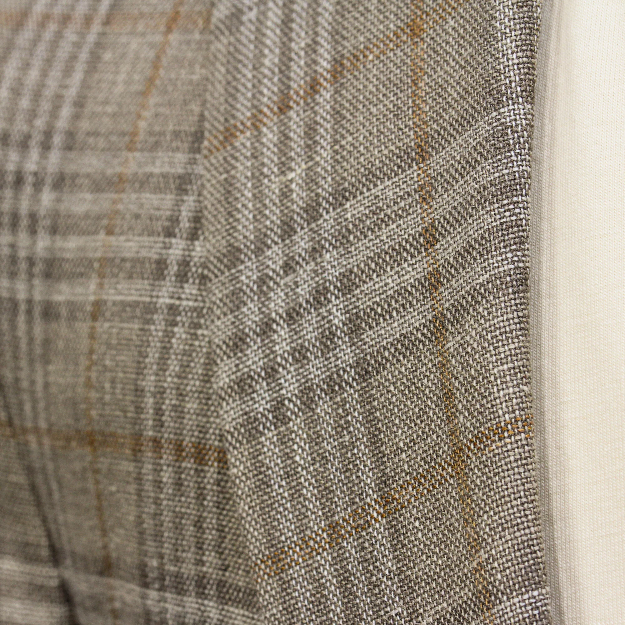 Taupe Check Loro Piana Wool/Silk/Linen Hampton Contemporary Fit Comfortwear Blazer - Jack Victor - Image 7