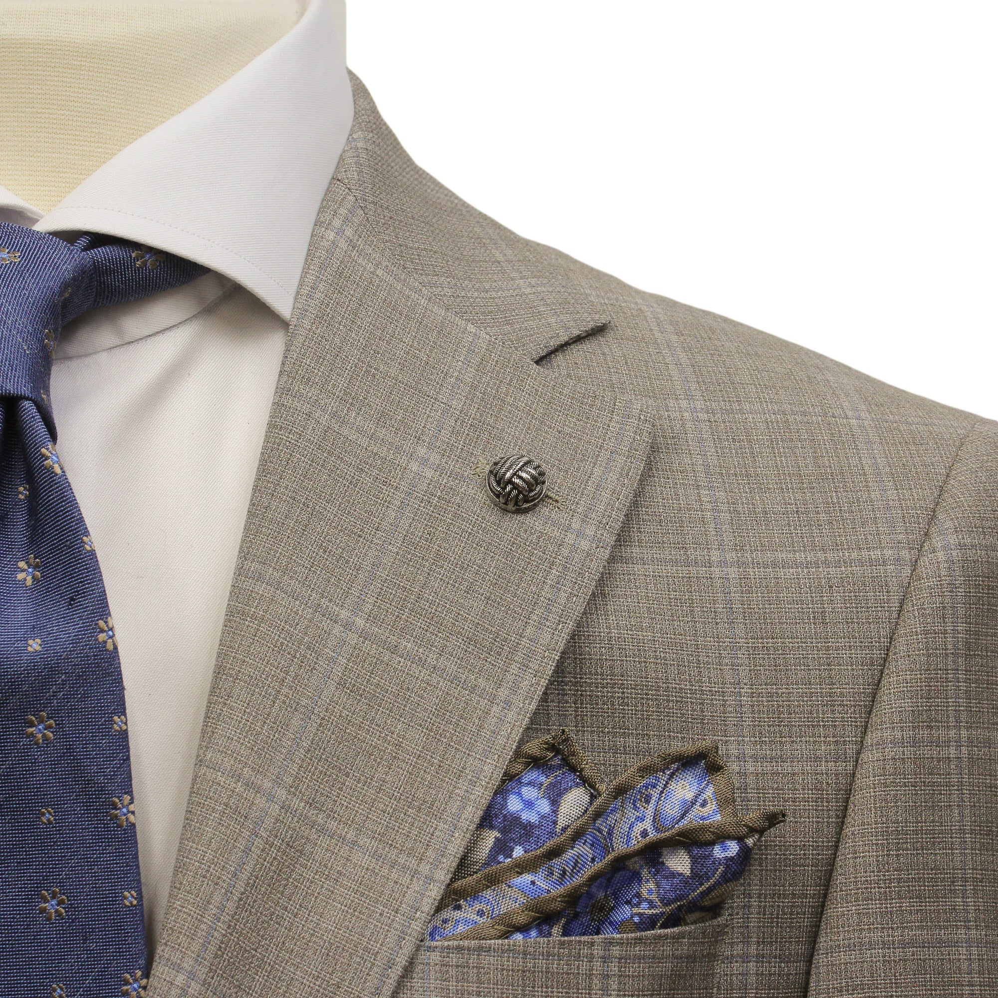 Taupe Windowpane Check Esprit Modern Fit Super 130s Wool Suit - Jack Victor - Image 5