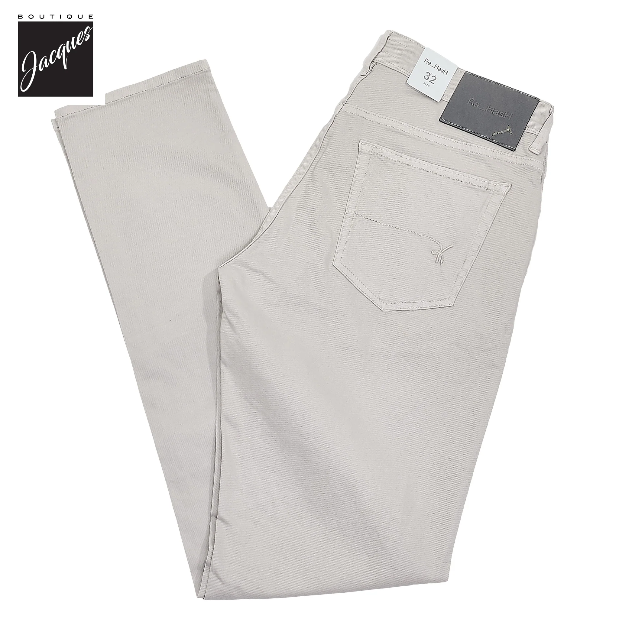 Putty Gray Cotton-Lyocell Twill 5-Pocket Pants - Re-Hash