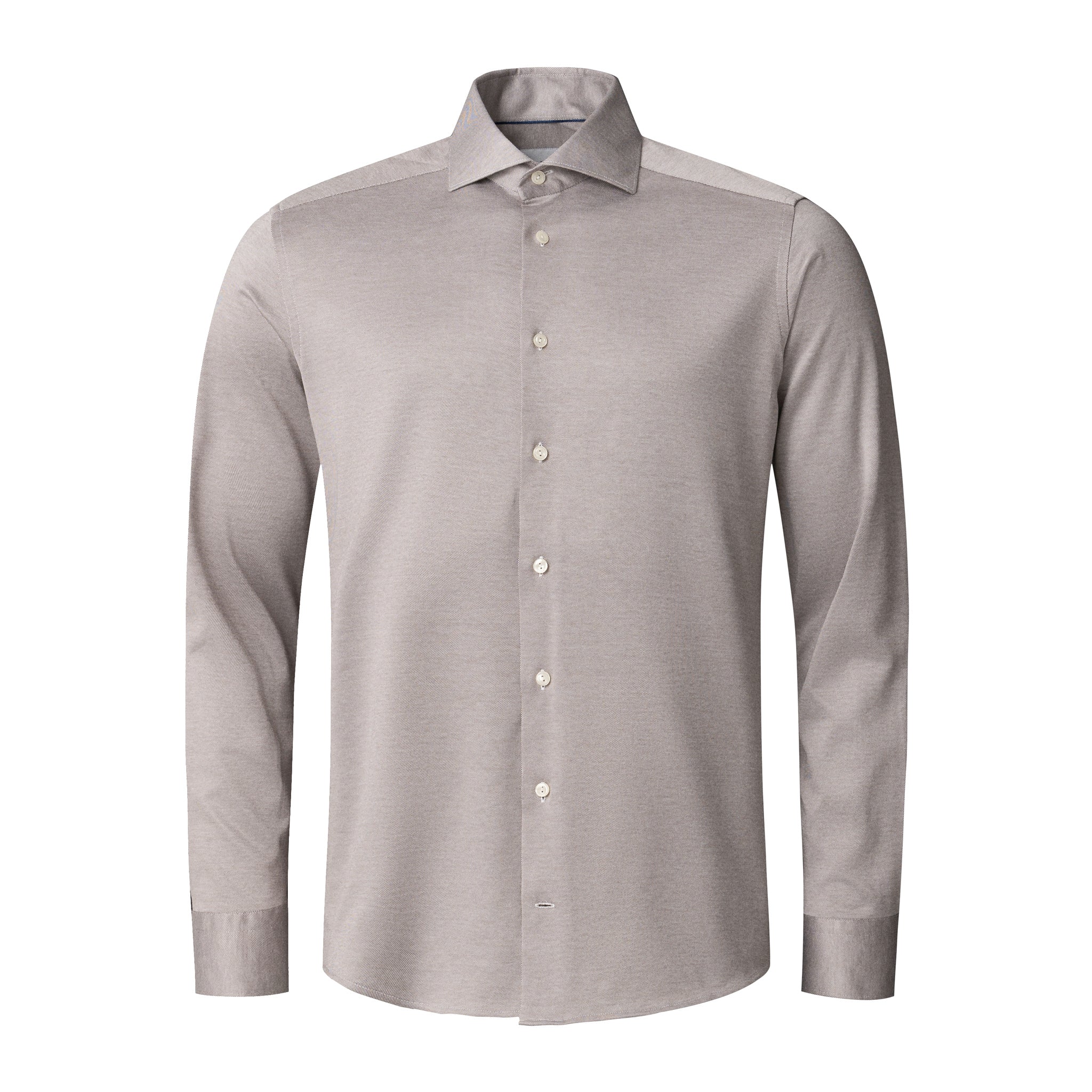 Taupe Filo Di Scozia Knitted Cotton Slim Fit Casual Shirt - ETON - Image 3