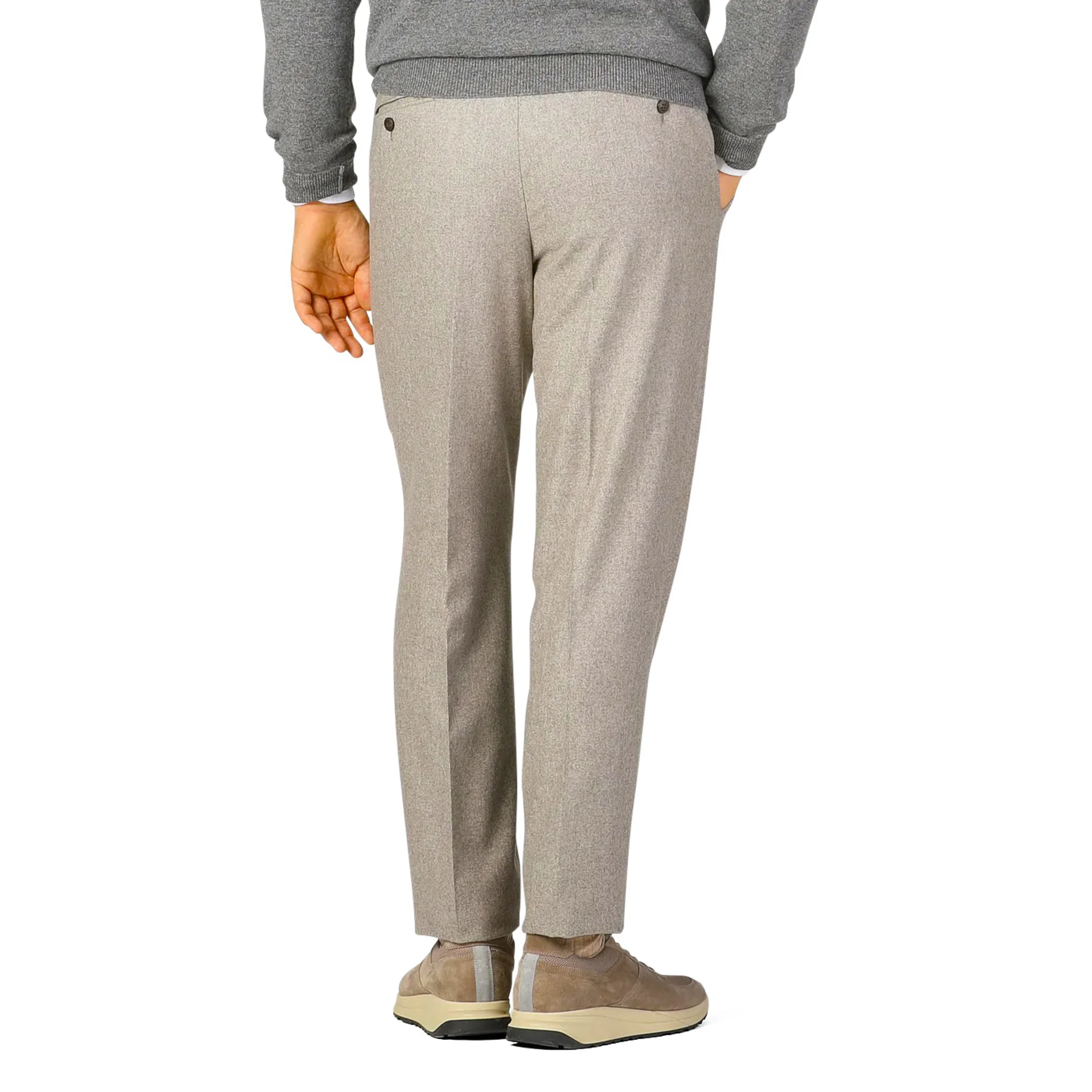 Taupe Flannel Vitale Barberis Contemporary Fit Wool Dress Pant - Luigi Bianchi - Image 3