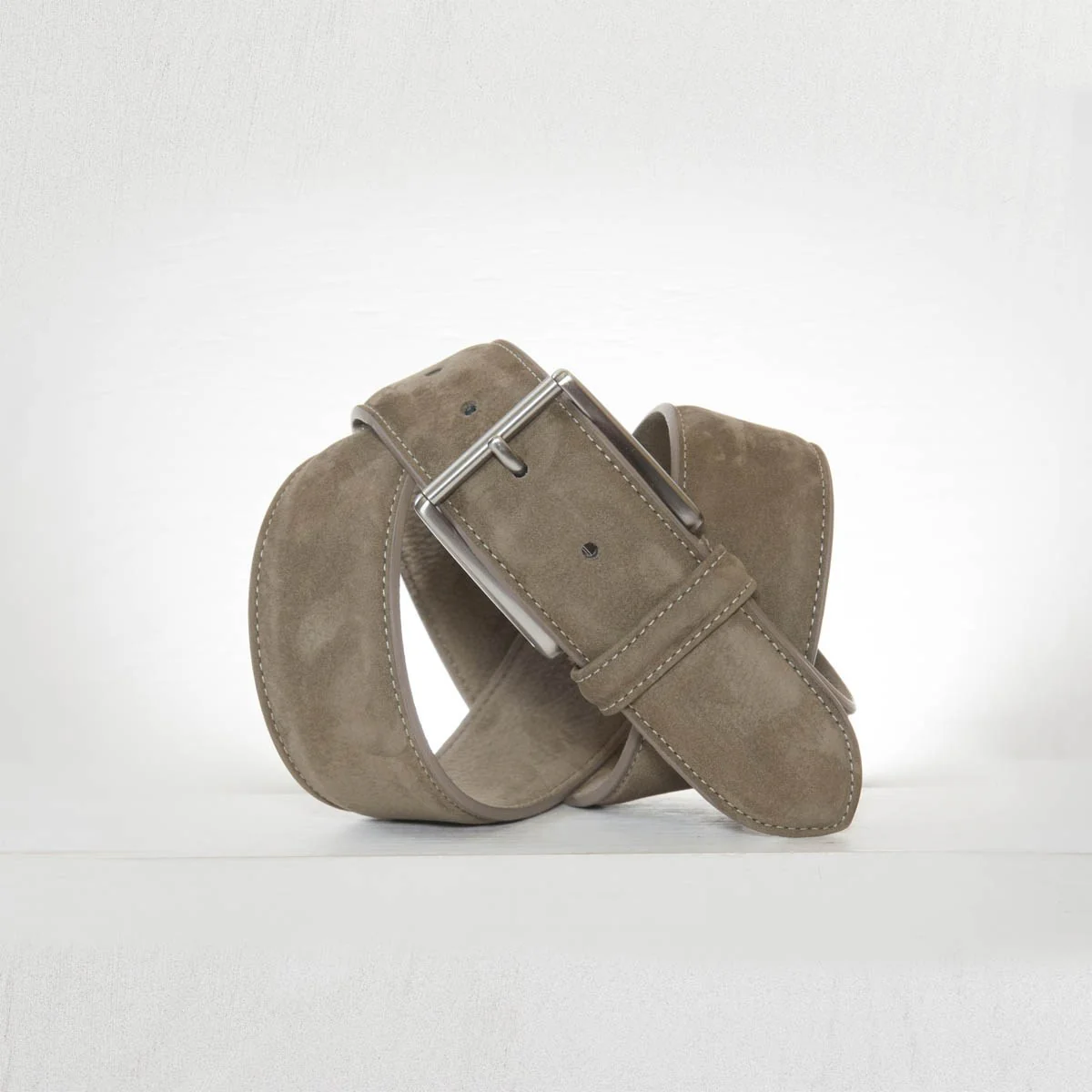 Taupe Nubuck Soft Suede Leather Belt - Anderson's - Image 3