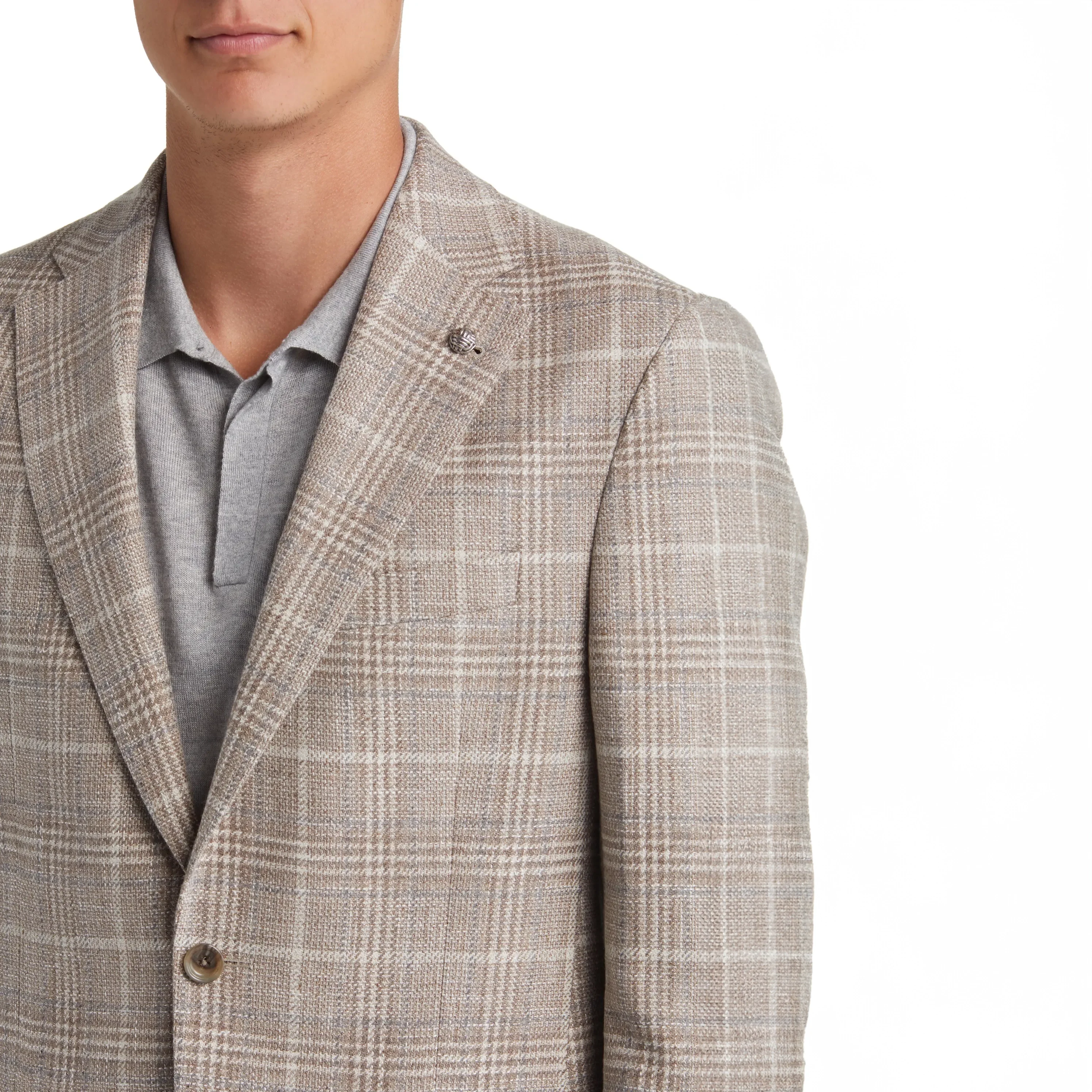 Taupe Prince-of-Wales Cotton-Wool McAllen Contemporary Fit Sport Jacket - Jack Victor 1913 - Image 4